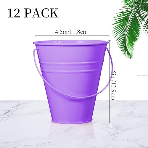 Miniatura 3 de Sadnyy Paquete de 12 cubos de metal con asa, cubo galvanizado de 4.5 x 5 pulgadas, suministros de fiesta, manualidades para Navidad, Halloween,