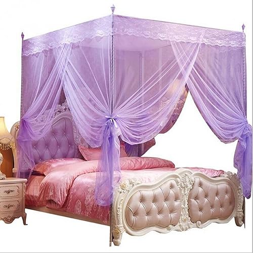 Vista 7 de cortina para cama de 4 esquinas, diseño de princesa