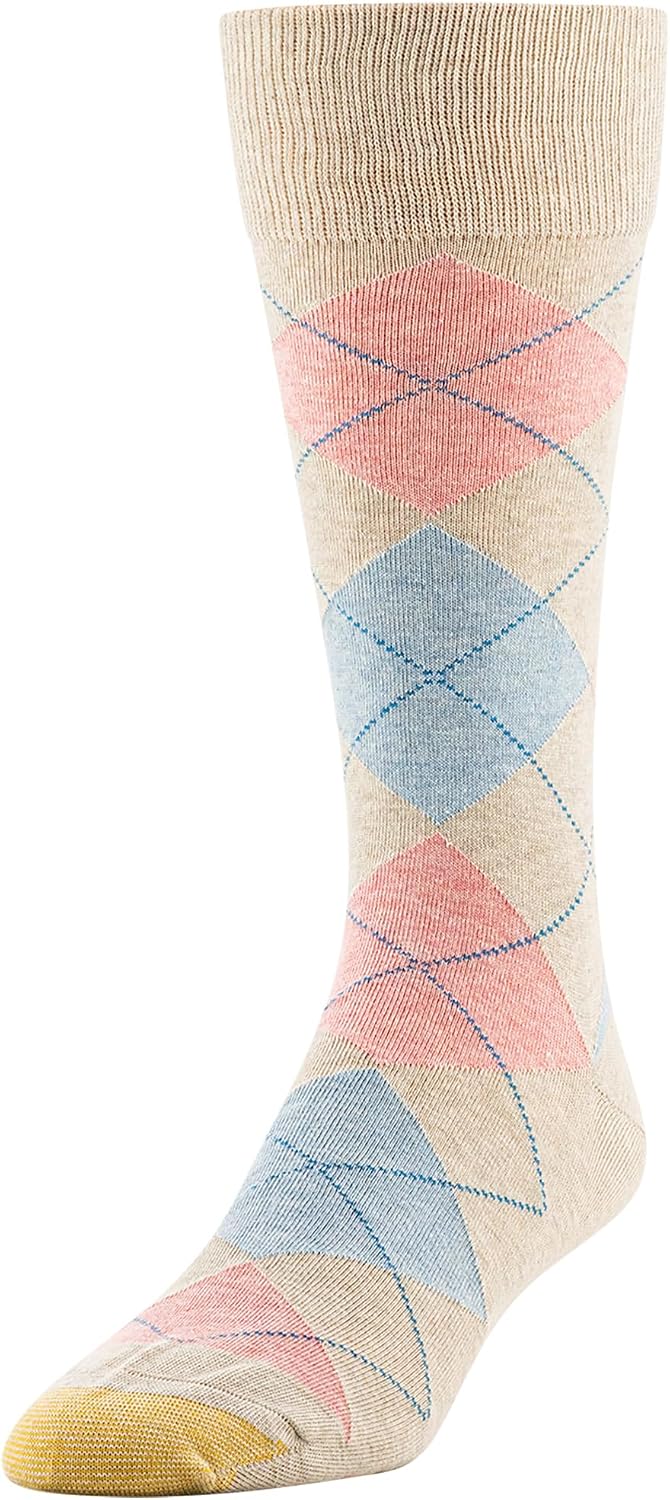 GOLDTOE mens Carlyle Argyle Crew Dress Socks, 3-pairs