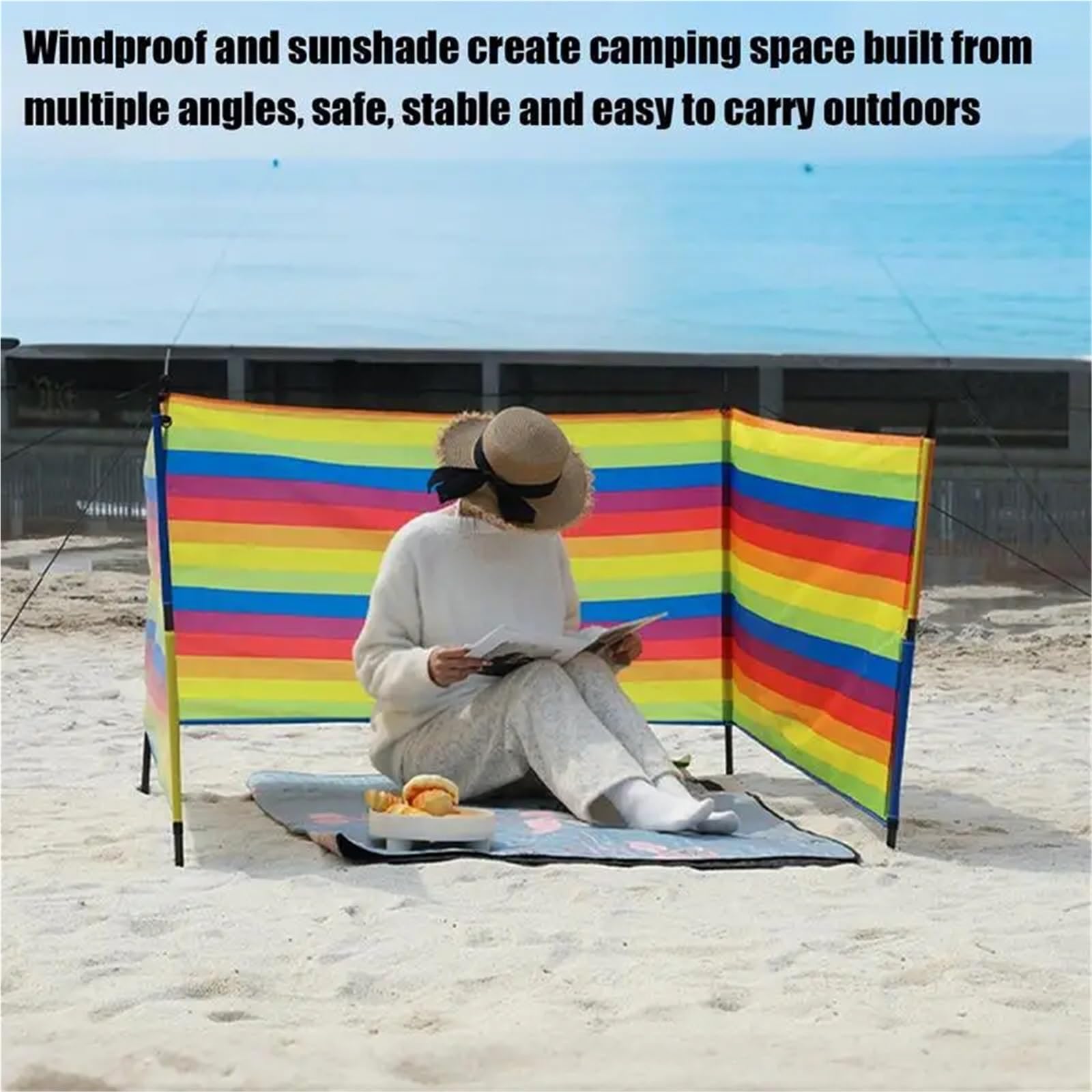 Paravento da Spiaggia Barriera frangivento for Campeggio, Spiaggia, Privacy, Riparo, Tenda Antivento, Portatile, for Esterni(S)