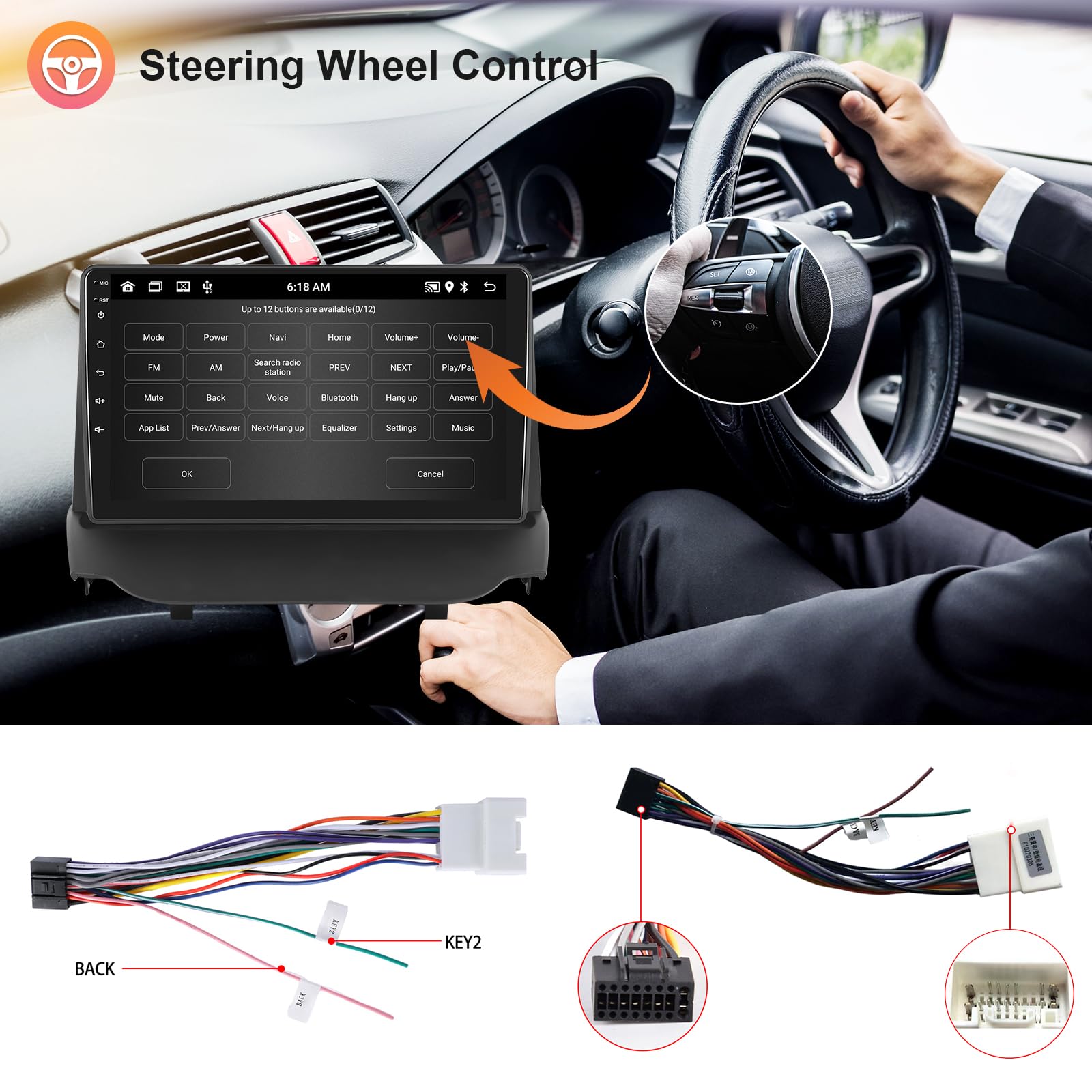 Hodozzy 2G 64G Android Autoradio per Ford Ecosport 2013-2017 Radio Wireless Carplay Android Auto, 9 Pollici Touch Screen, Navi GPS WiFi Bluetooth FM RDS con Retrocamera 2 Din Radio per Ford Ecosport