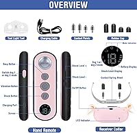 Vista 7 de Collar de choque para perro, collar de entrenamiento impermeable para perros con control remoto de 1000 pies, collar de descarga eléctrica