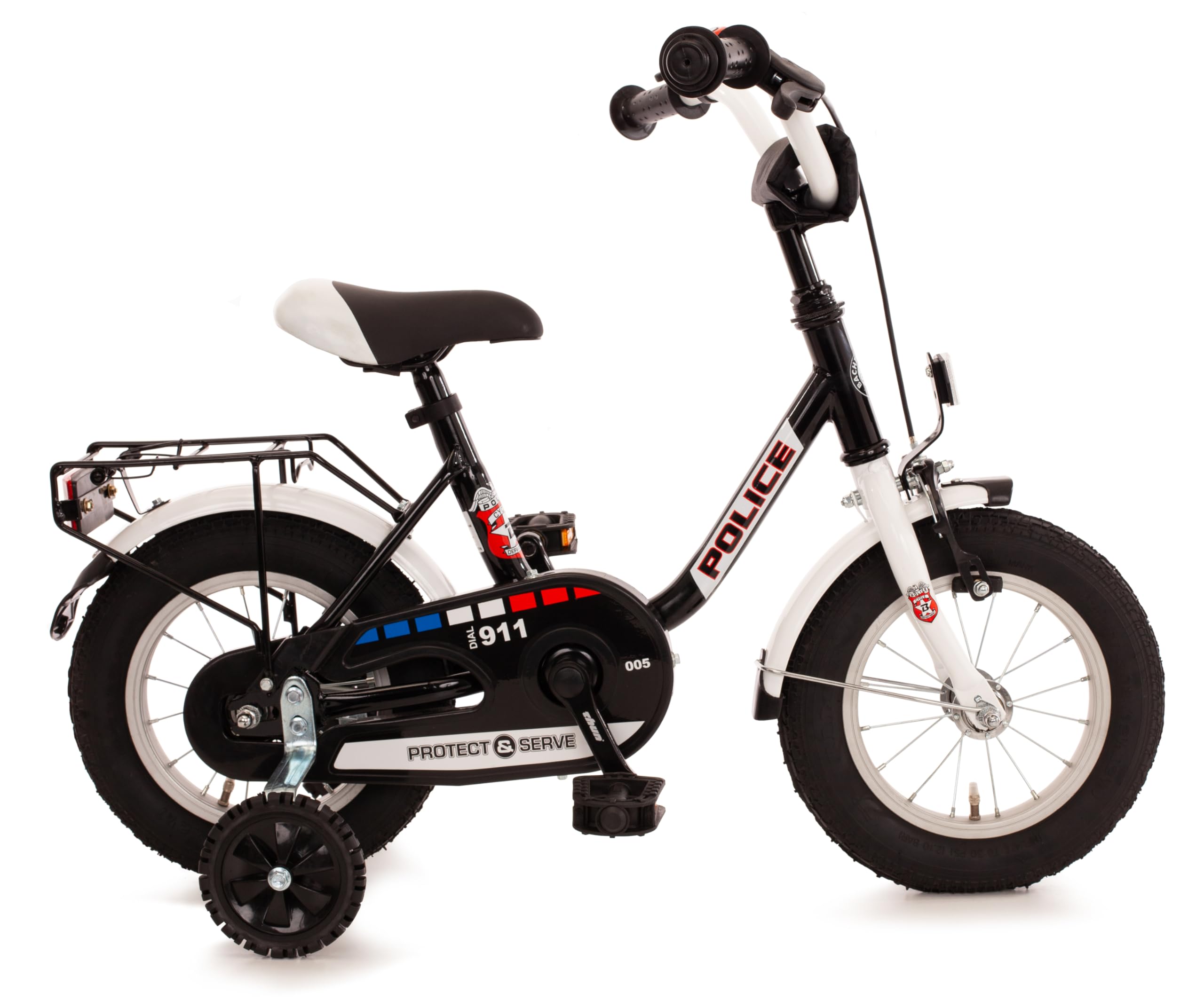 Bachtenkirch Kinder Fahrrad POLICE, schwarz/weiß, 12.5 Zoll, 1300410-PC-88 Sport & Freizeit