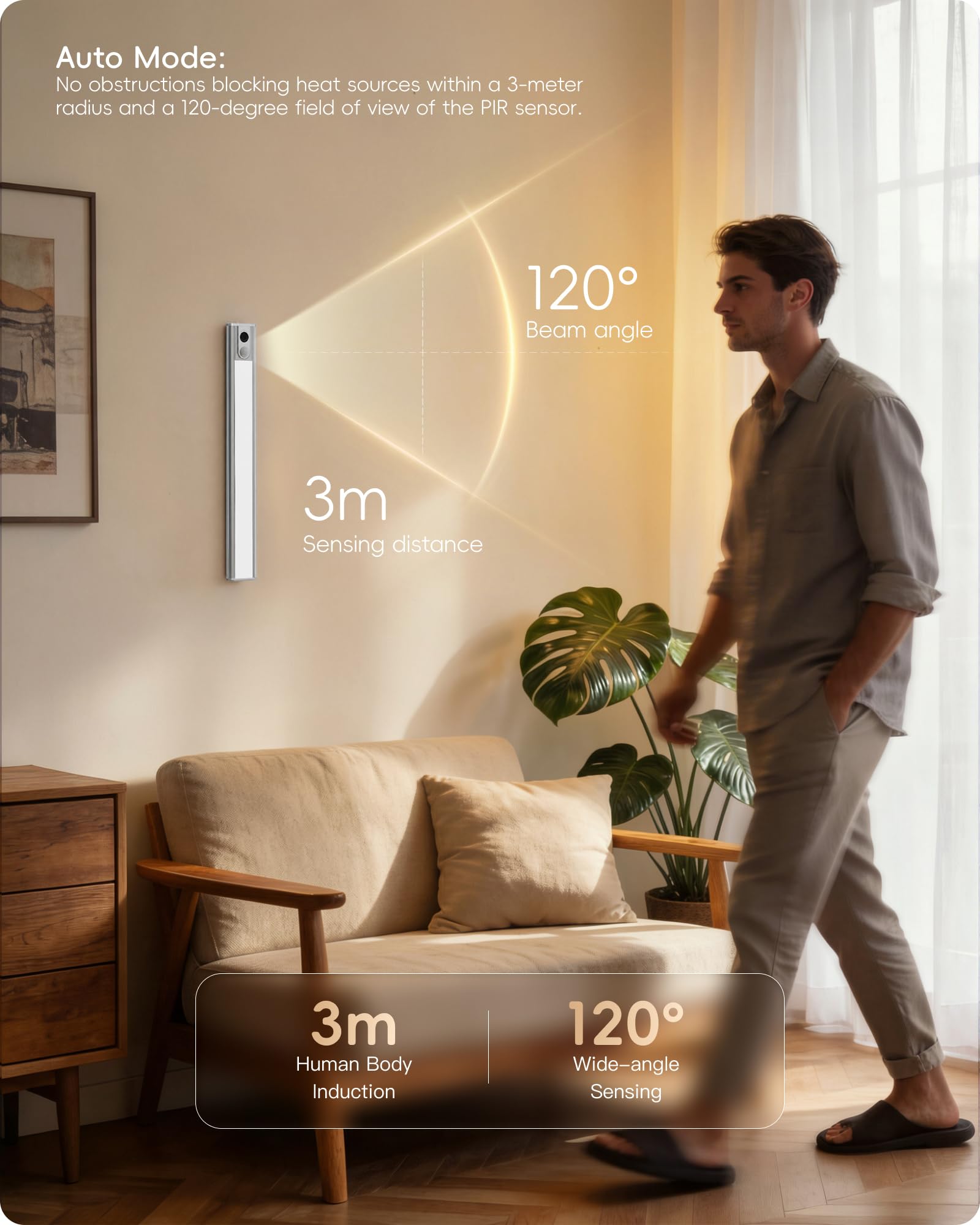 LROLTEF Luce LED Sottopensile Cucina Dimmerabile Lampada Cucina 26CM 6500K | 1800mAh Con sensore di Spostamento Manuale Armadio Sensore di Movimento Magnetica Ricaricabile per Cucina Adesiva 2P Argento