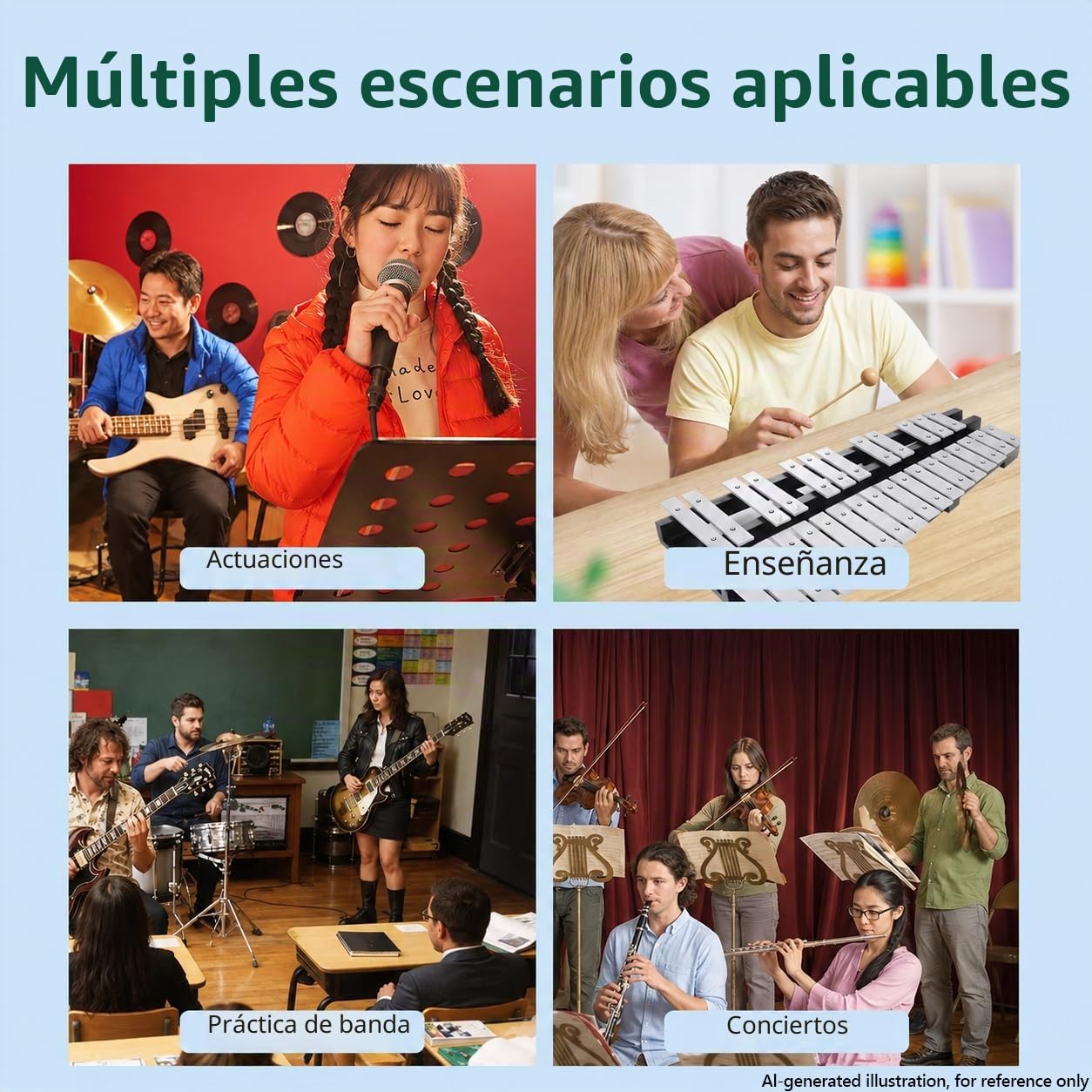 Xilófono Glockenspiel plegable de 30 notas, kit de instrumentos de percusión para adultos y niños, incluye 2 mazos y bolsa de transporte