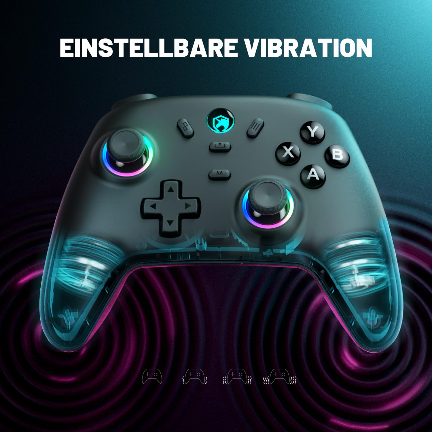 ECHTPower PC Wireless Controller, 1000Hz Gaming Gampad mit RGB/Hall-Joystick/Turbo/Vibration/800mAh Wiederaufladbare Batterie, Wireless-Controller für PC/Switch 2/Switch/Steam Deck/Android/iOS/TV