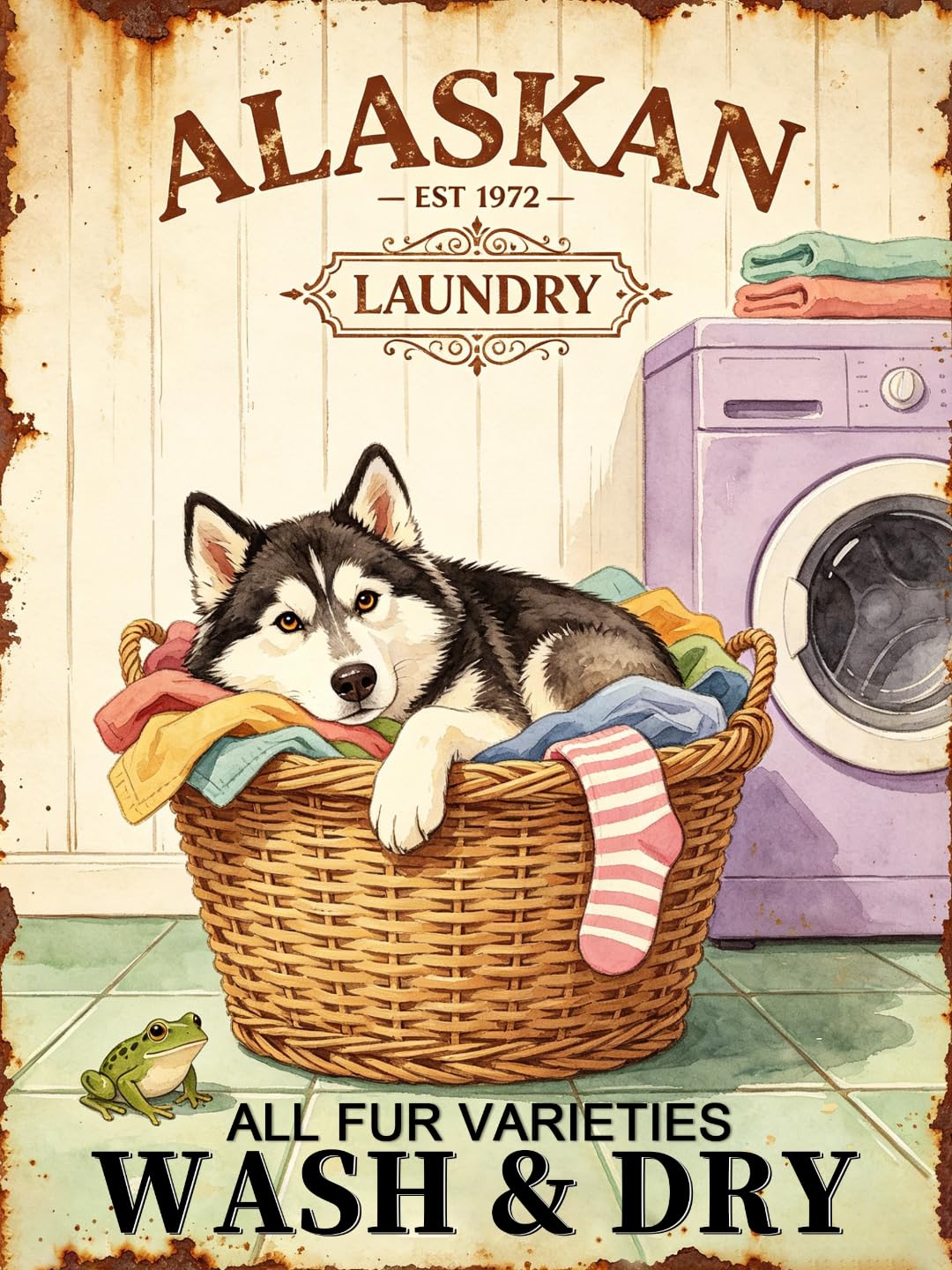 Vintage Alaskan Dog Laundry Tin Sign 40x60cm