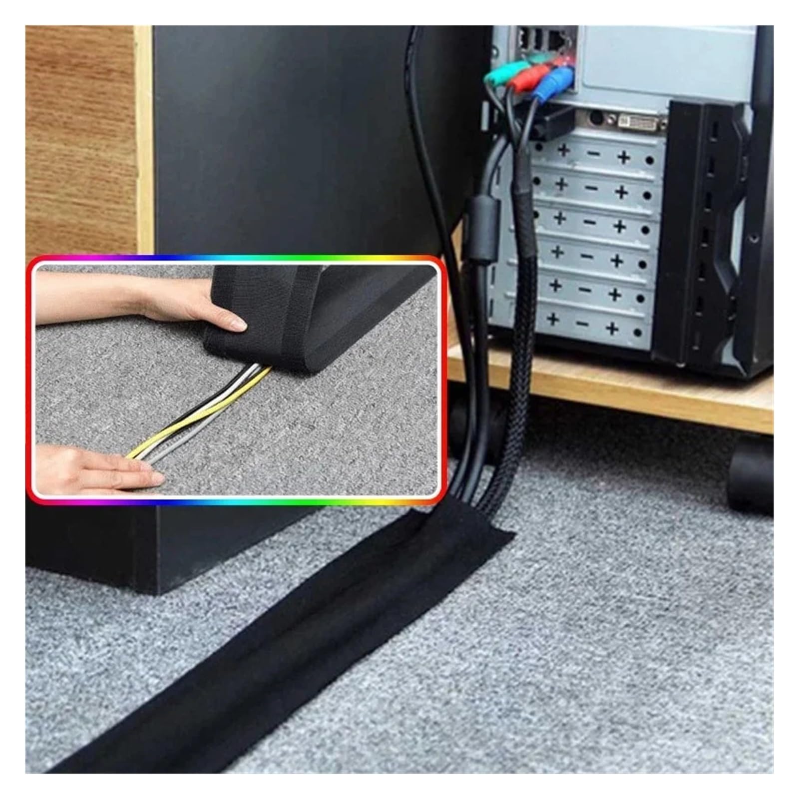 Cubierta de Cable Piso 4 Piezas/3,0 m para Bricolaje Herramientas | Funda For Cables De Alfombra,Protector De Cables,Cubierta For Cables De Extensión,Protege Los Cables Y Evita Tropiezos