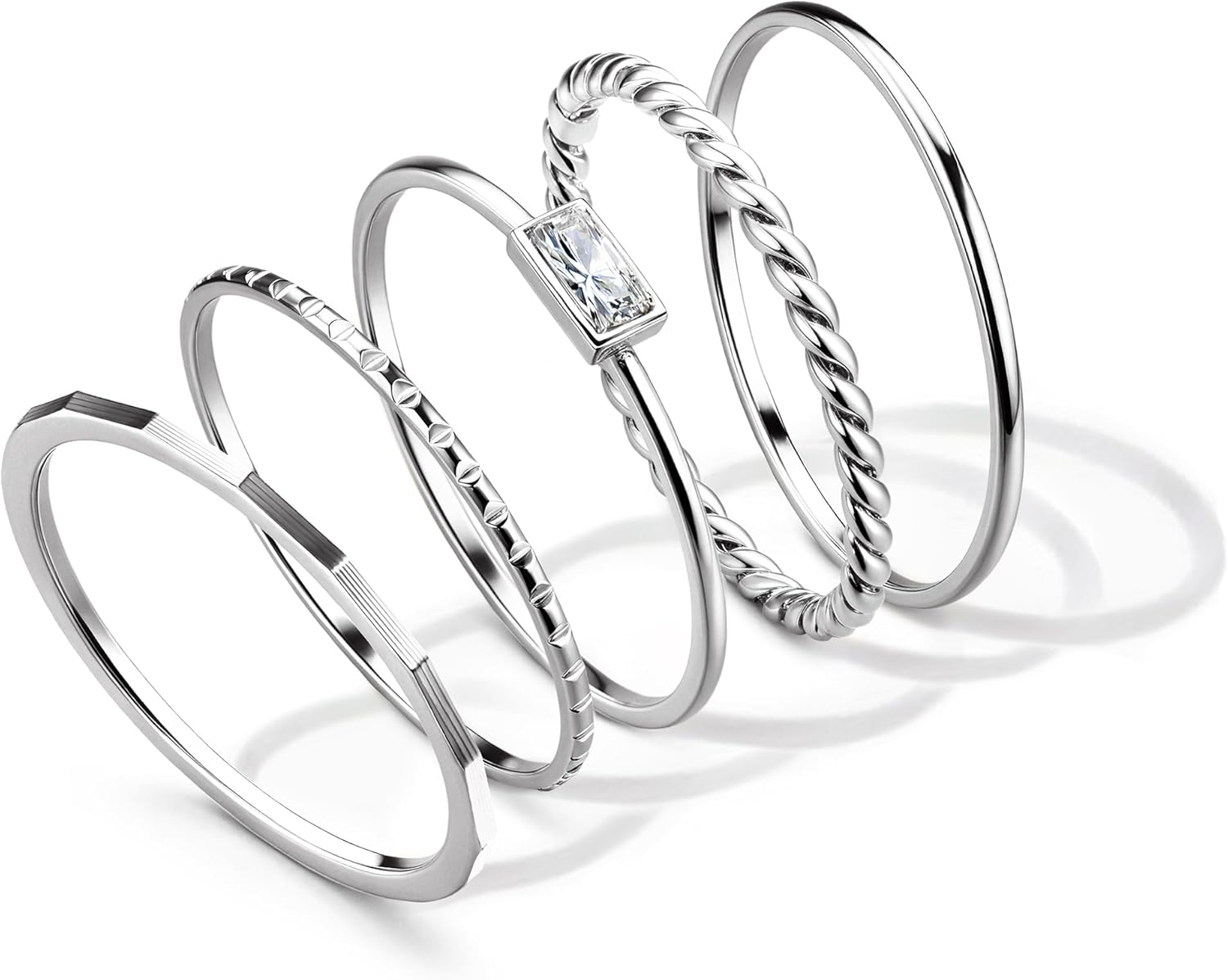 sailimue Gold Stackable Rings for Women Non Tarnish - 14K Gold Plated Waterproof Thin Band Ring Set - 1mm Minimalist Stainless Steel Silver Stacking Dainty Trendy Statement Thumb Rings Size 5-11