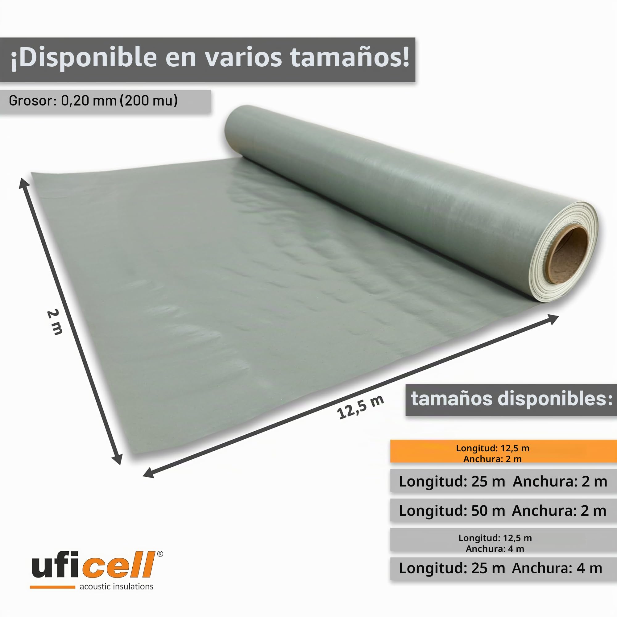 uficell Aqua-Stopp - Lámina de construcción para pavimento, lámina de polietileno, barrera de vapor, 0,2 mm de grosor, bajo suelos laminados/parqué con mayor humedad residual o uso de agua caliente