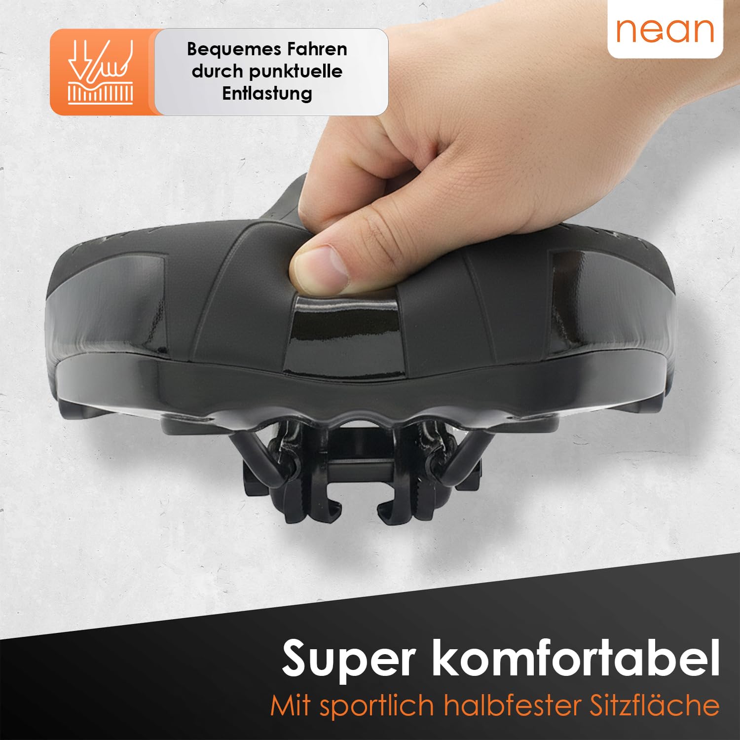 Nean ergonomiczne siodełko rowerowe Sport, amortyzowane, w zestawie z kołnierzem siodełkowym