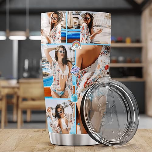 Miniatura 4 de CUBICER Vasos de café personalizados con tapa, fotos personalizadas, taza de acero inoxidable, citas con nombre personalizado, tazas aisladas