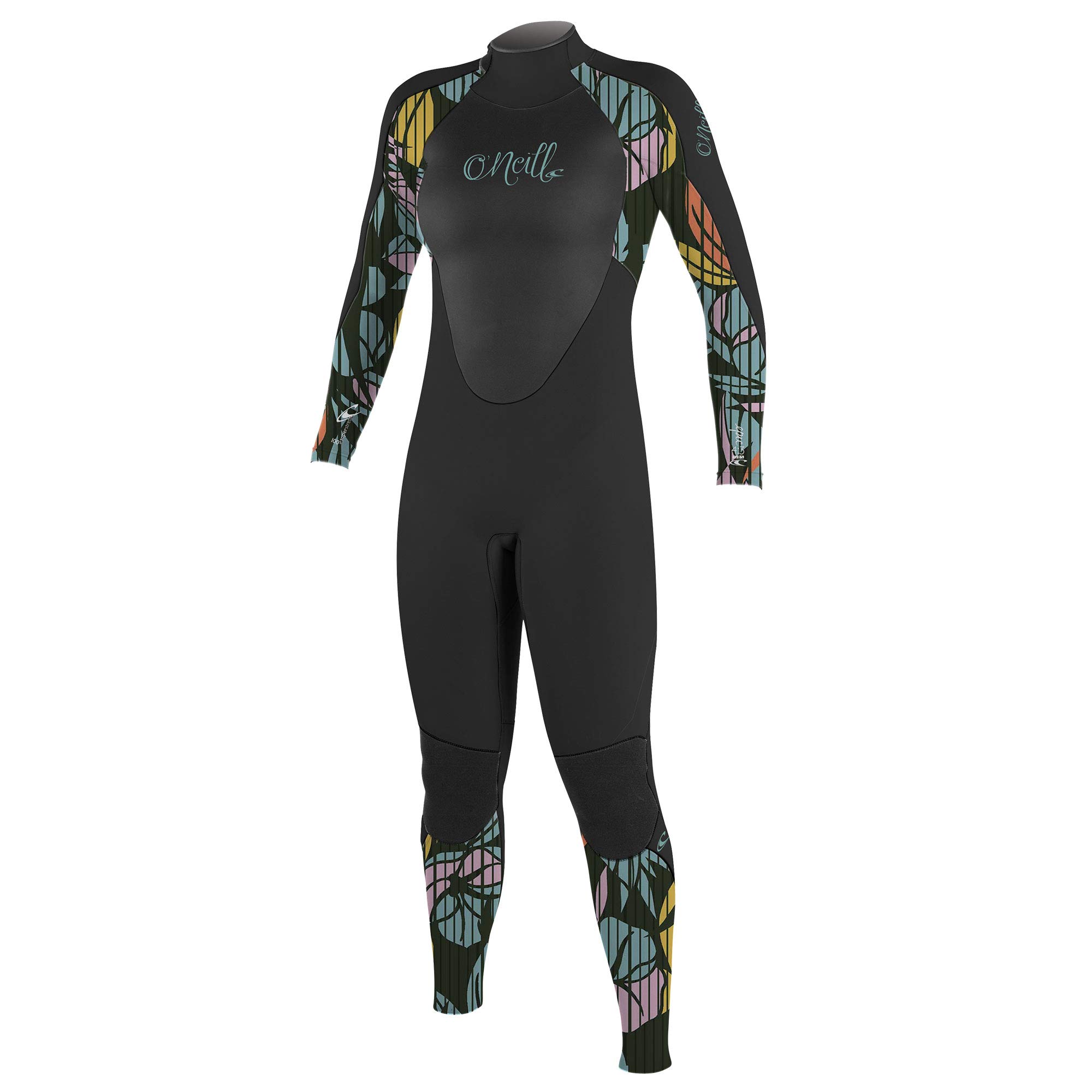O'Neill Wetsuits womens Youth Epic 4/3mm Back Zip Full Wetsuits, Black/Baylen/Black, 6 US