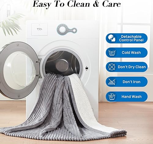 Miniatura 8 de Westinghouse Manta térmica de tamaño matrimonial, manta eléctrica de franela suave a Sherpa con 10 ajustes de calefacción y apagado automático de 1