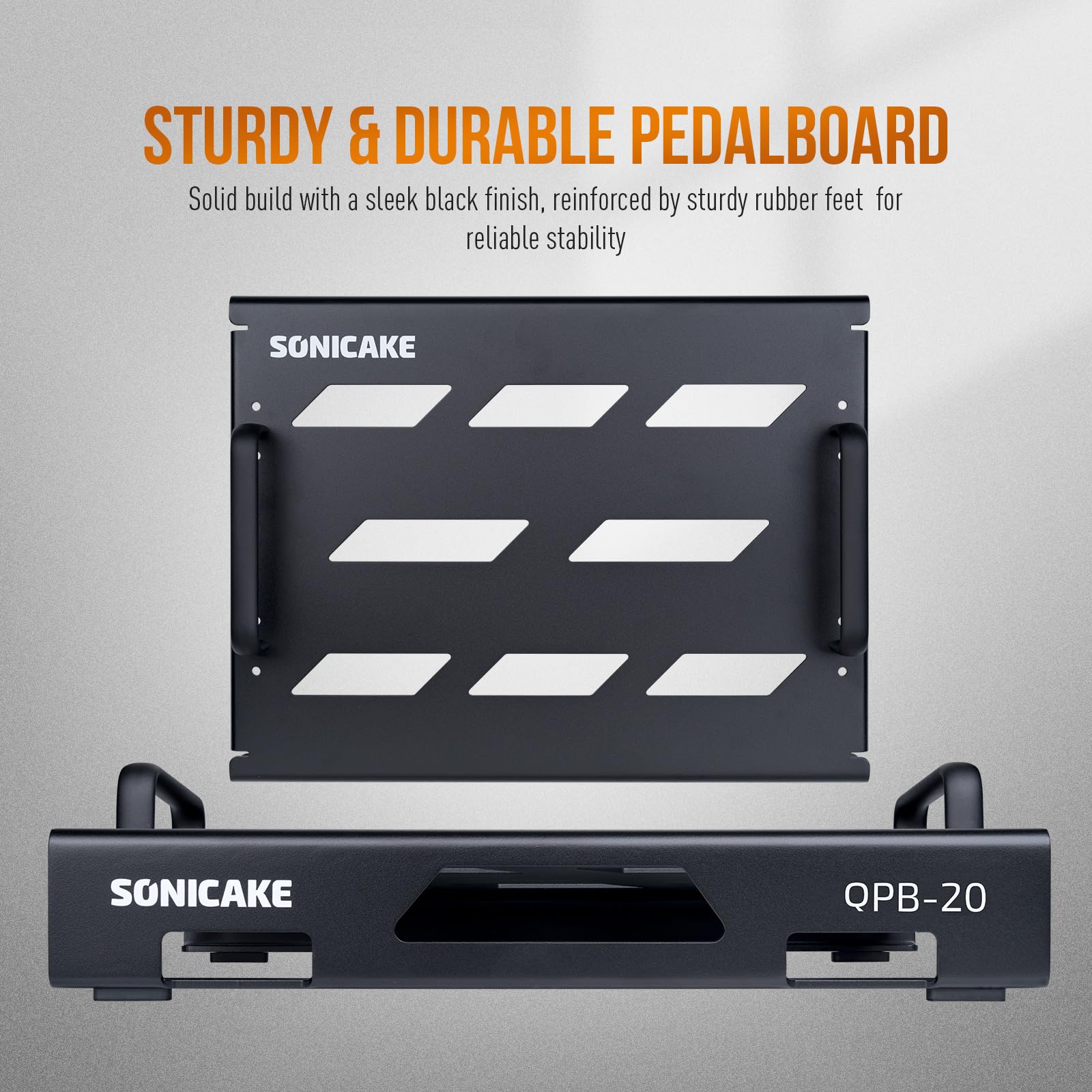 SONICAKE Pedaliera Mini per Chitarra in Alluminio Pedalboard per Effetti per Chitarra 38 x 29 x 6.5 cm con Borsa, Nastro Pedaliere e Fascette Nero QPB-21