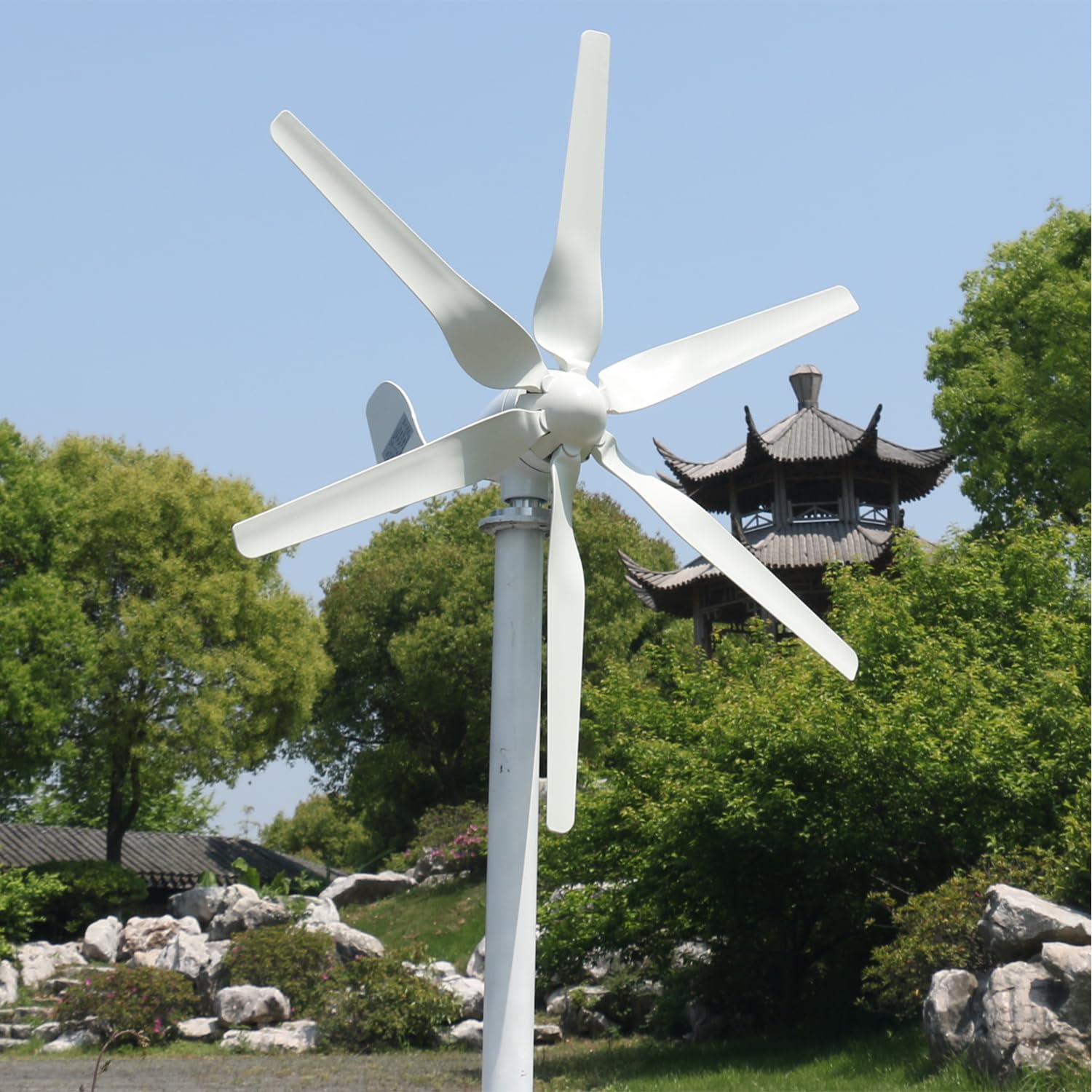 Windkraftanlage 800W mit MPPT Laderegler, 3-Phasen AC Horizontale Windturbine, 6-Blatt Windmühle für Haus & Bauernhof 12V 24V 48V (48, Volt)