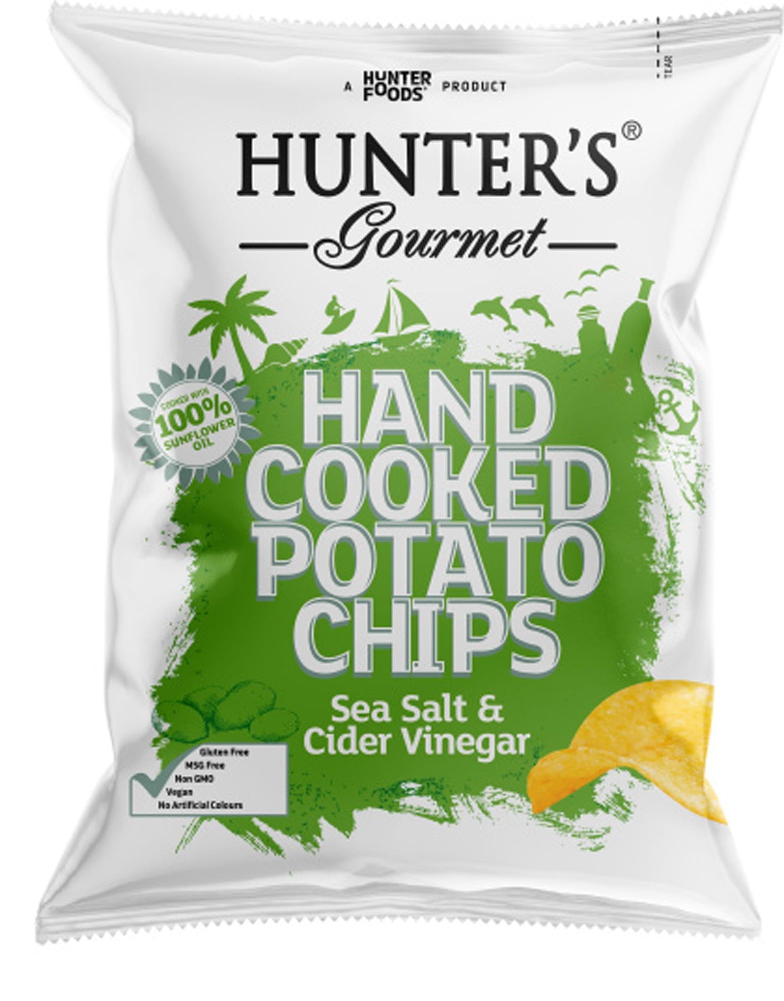 Hunter's Gourmet Sea Salt & Cider Vinegar Hand Cooked Potato Chips 125g