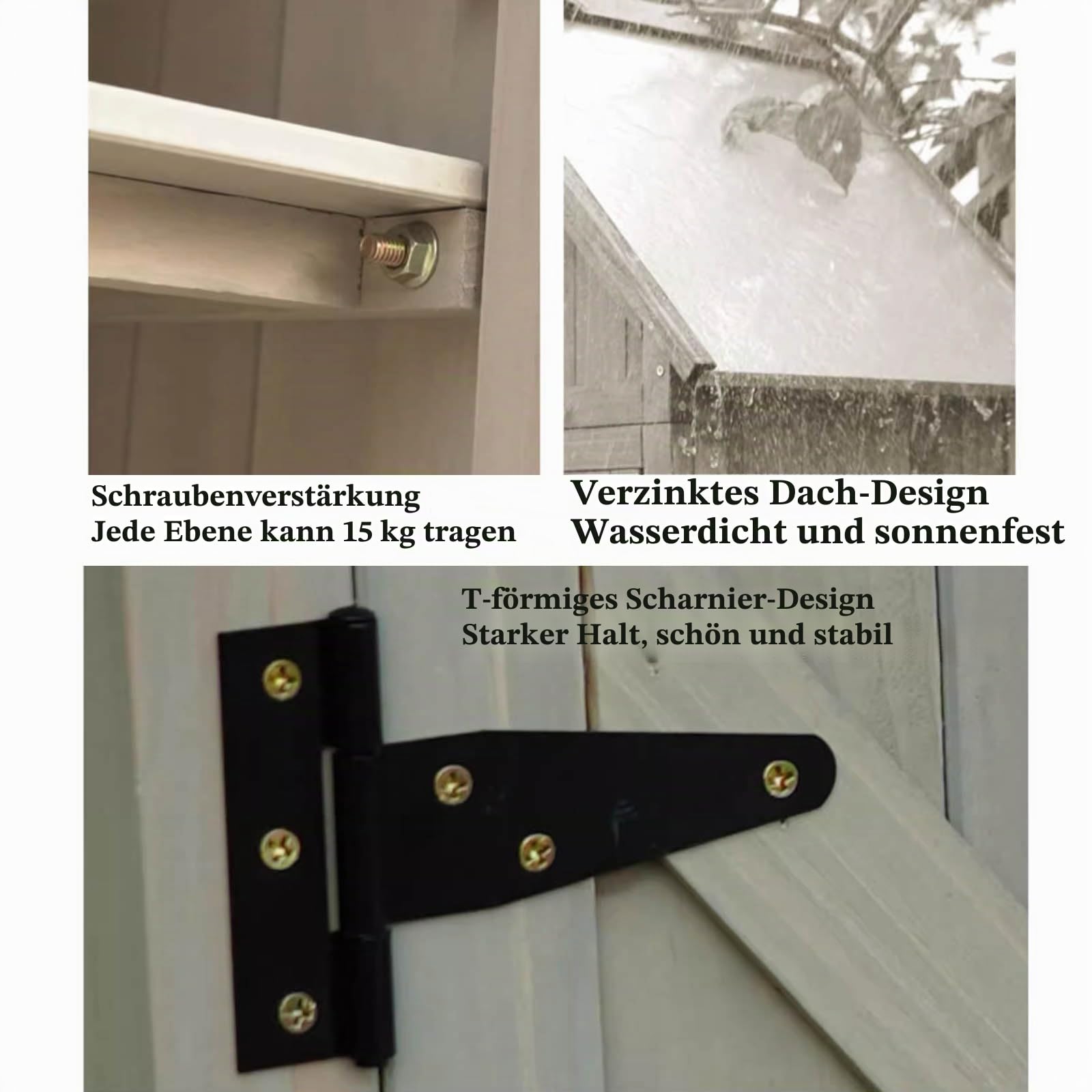 Gartenschrank Außenlagerschuppen Außenwerkzeugschrank Balkon-Kleinteileschrank(Weiß)