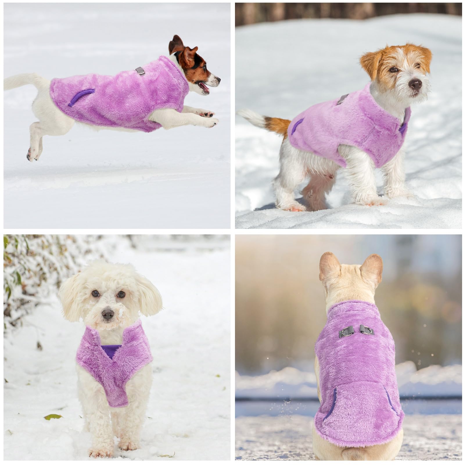 SCENEREAL Fleece Vest Dog Sweater, Dog Jacket with Harness Built in Pocket for Small Medium Dogs, Pet Cold Weather Coat with Soft Lining, Plush Warm Pullover Clothes for Puppy Boys Girls