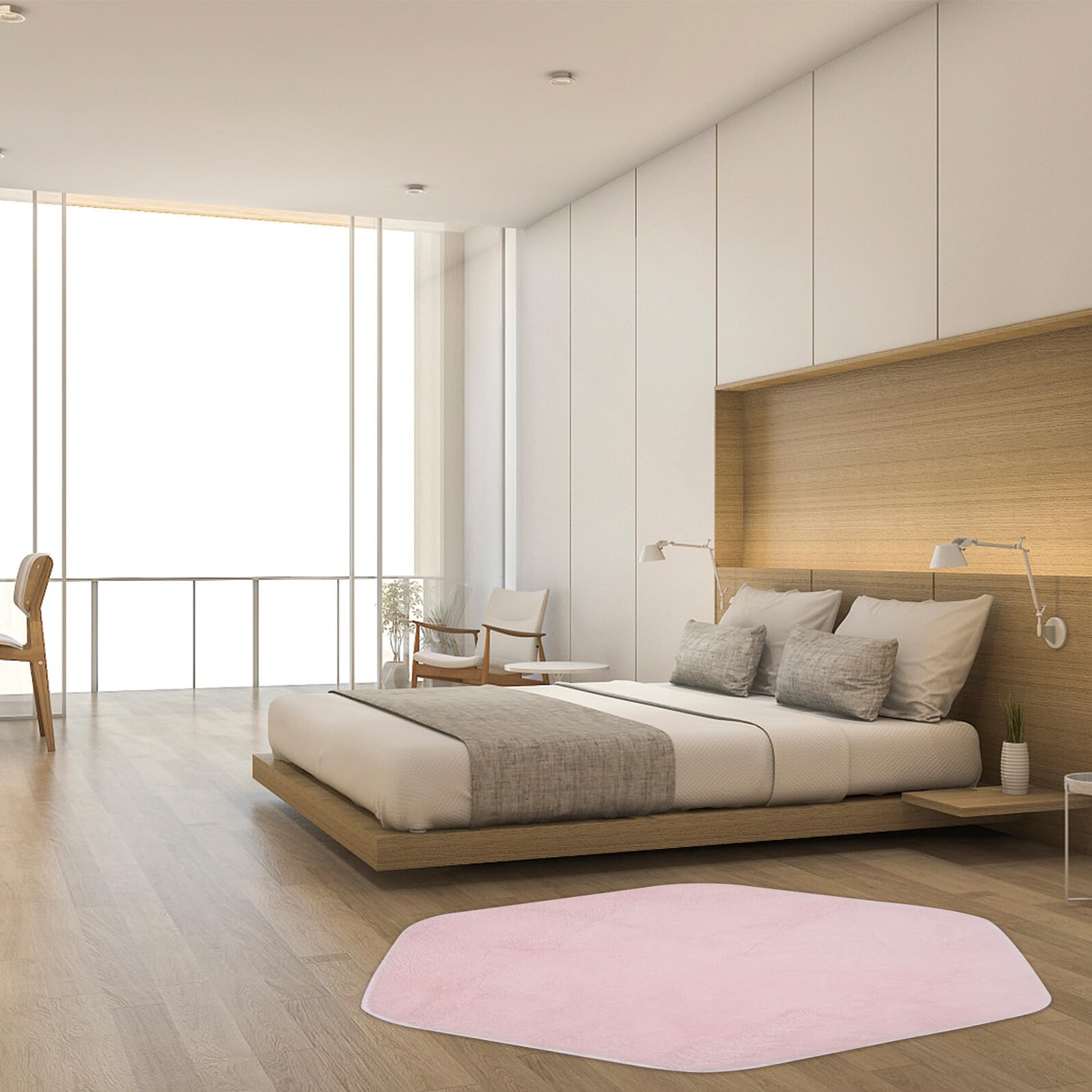 Homoyoyo Tappeto Gioco Esagonale Rosa in Peluche per Cameretta Bambini | Tappetino Morbido per Gioco a Terra, Superficie Soffice e Fluffy, Adatto a Dormitorio e Nursery