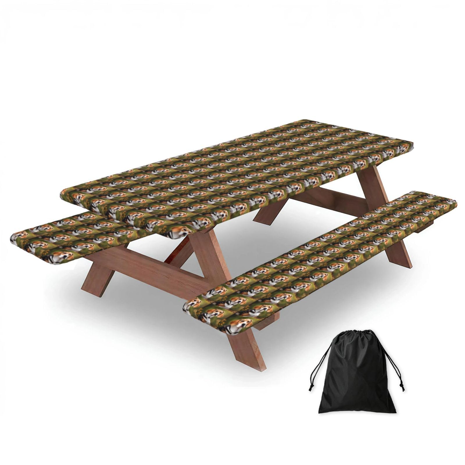 AYYQWE Beagle Dog Print Picnic Table Bench Cover Outdoor Garden Party Decor Daily Accessory Gift