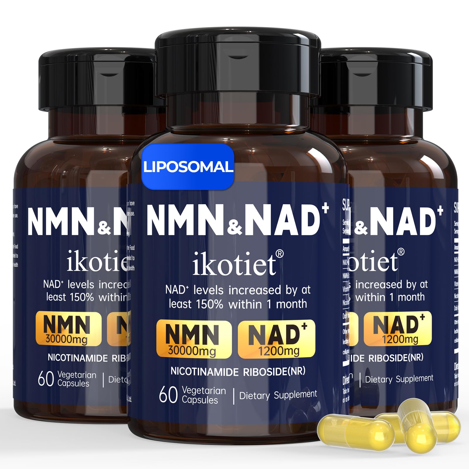 NMN Supplement with NAD+ and Nicotinamide Riboside, NMN & NAD+ Dual Benefits, NMNH Alternative, Supports Cellular Energy & Anti-Aging, 30 Day Supply 60 Capsules, Third-Party Tested, 3 Pack 60 Count (Pack of 3)