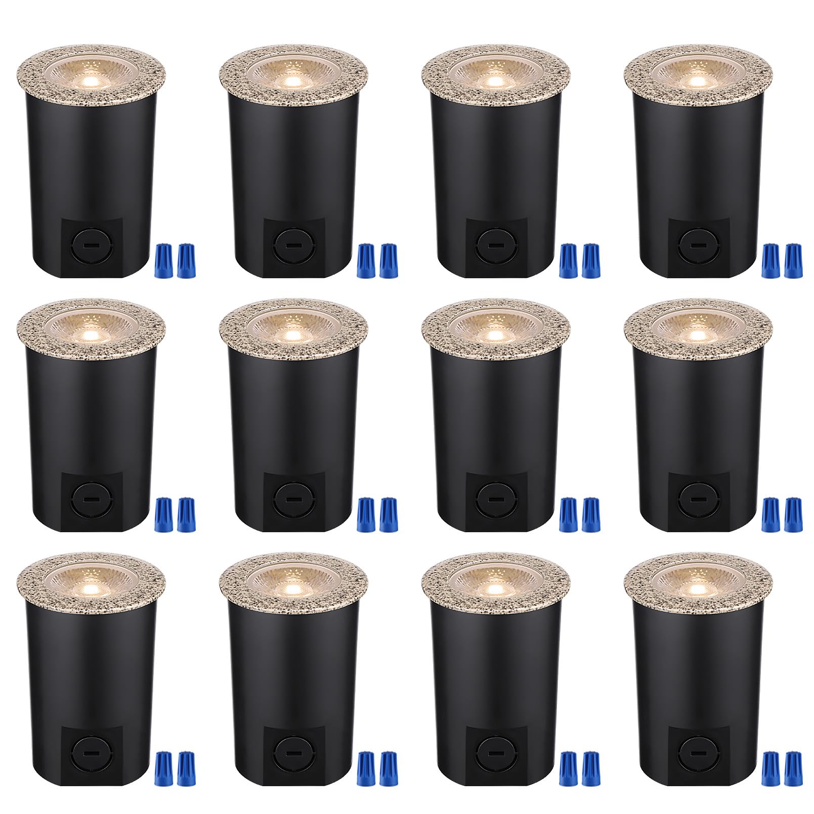 LEONLITE 12-Pack 7W 3000K Well Lights In Ground Outdoor, Rock