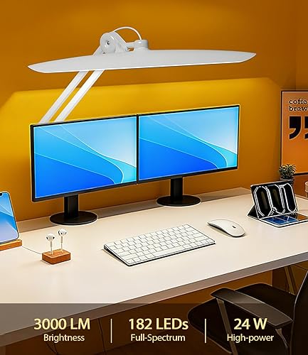 Miniatura 7 de Lámpara de escritorio LED con abrazadera, luz de escritorio de arquitecto para oficina en casa, monitor de computadora de doble pantalla, brazo