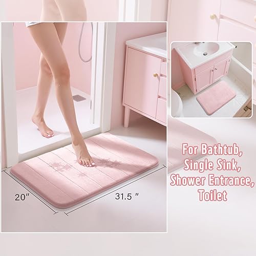Miniatura 2 de Yimobra Tapete de baño de espuma viscoelástica de tamaño grande, 31.5 x 19.8 pulgadas, súper suave, antideslizante, absorción de agua, lavable a