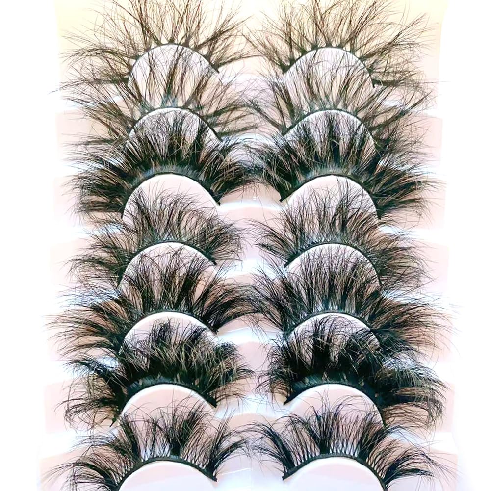 Ciglia finte da 25 mm, drammatiche ciglia in finto visone 8D, 7 stili misti, morbide, soffici, lunghe, voluminose, per Halloween e cosplay