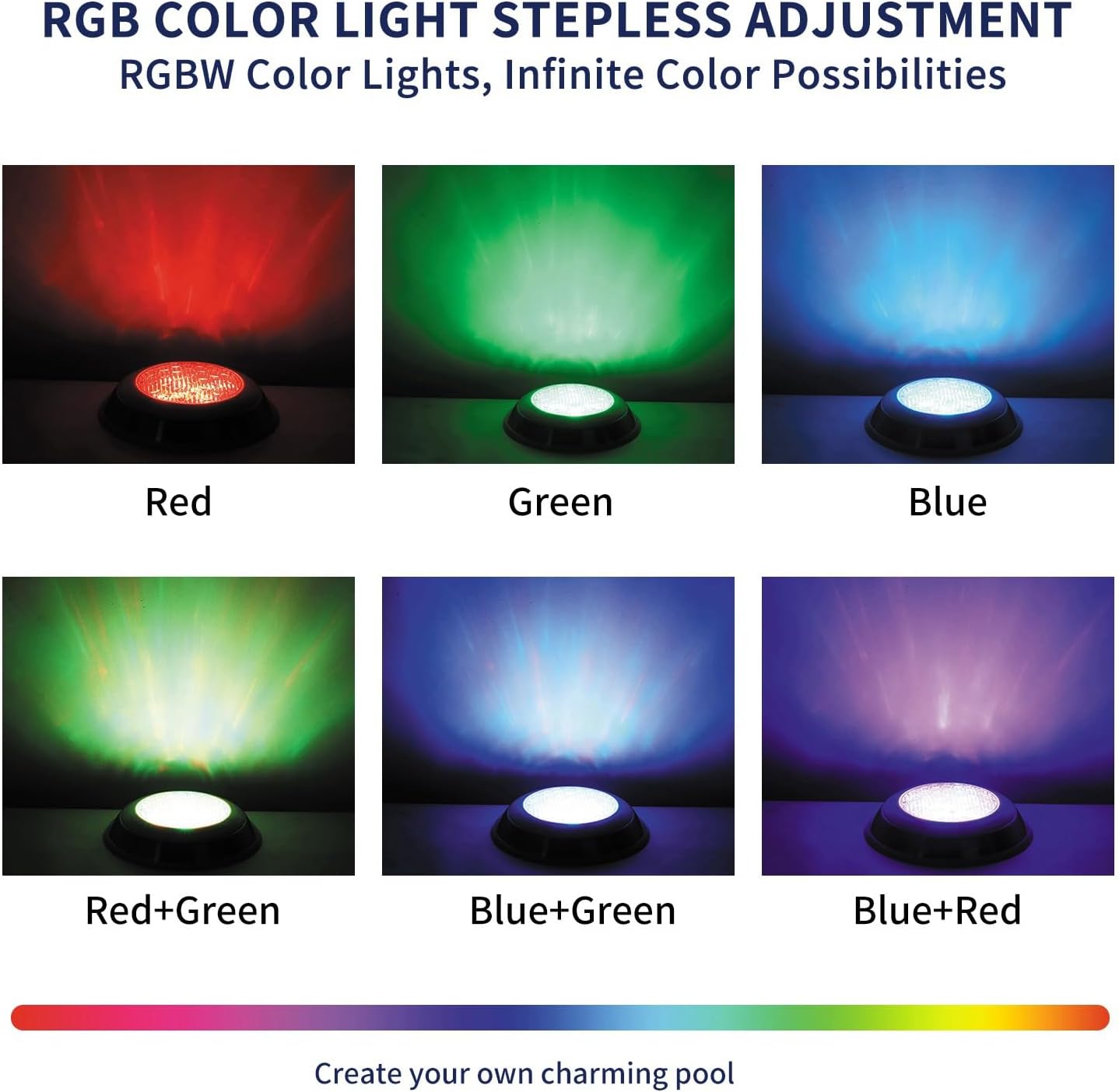 LED Pool Light for Inground Aboveground Pool, 12V 36W RGB Color Changing LED Pool Light, Waterproof Underwater Led Light with Remote Control and 50 Foot Cord, Pool Accessories, 11.8 * 3 inch