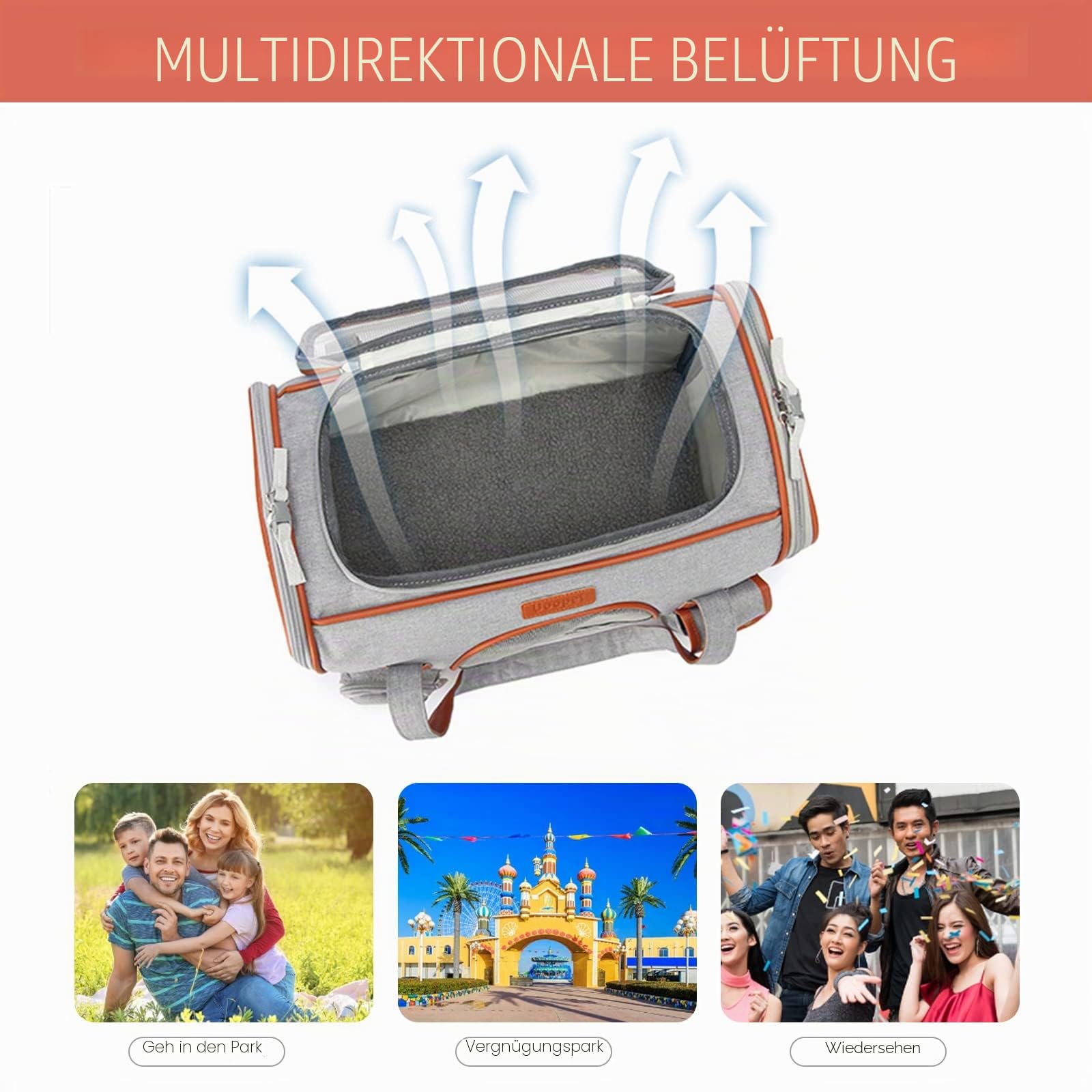 PETCUTE Transportbox Katze und Hunde,Katzentransportbox mit Abnehmbare Matte,Faltbare Atmungsaktiv Katzentasche mit Reflektierender Streifen,Verstellbarer Schultergurt,Airline Genehmigt