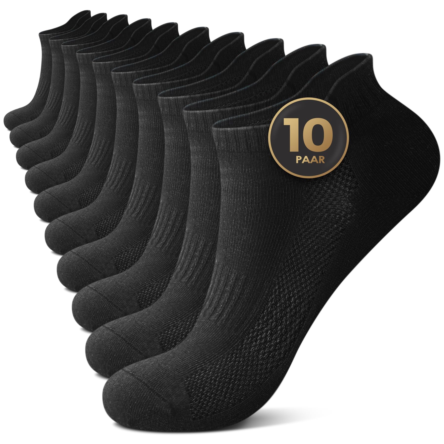 FALARY 10 Paar Sneaker Socken Herren & Damen,Sneakersocken Kurze Socken,Baumwolle Atmungsaktive Sport Socks Laufsocken Outdoor Running Socken Gr.35-50