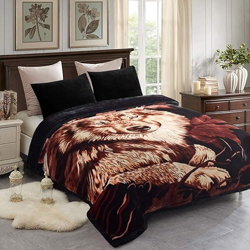 Miniatura 9 de JML Manta de visón coreano tamaño King (85 x 95 pulgadas, 10 libras)  2 capas reversible impresa suave gruesa felpa pesada manta de vellón pesado