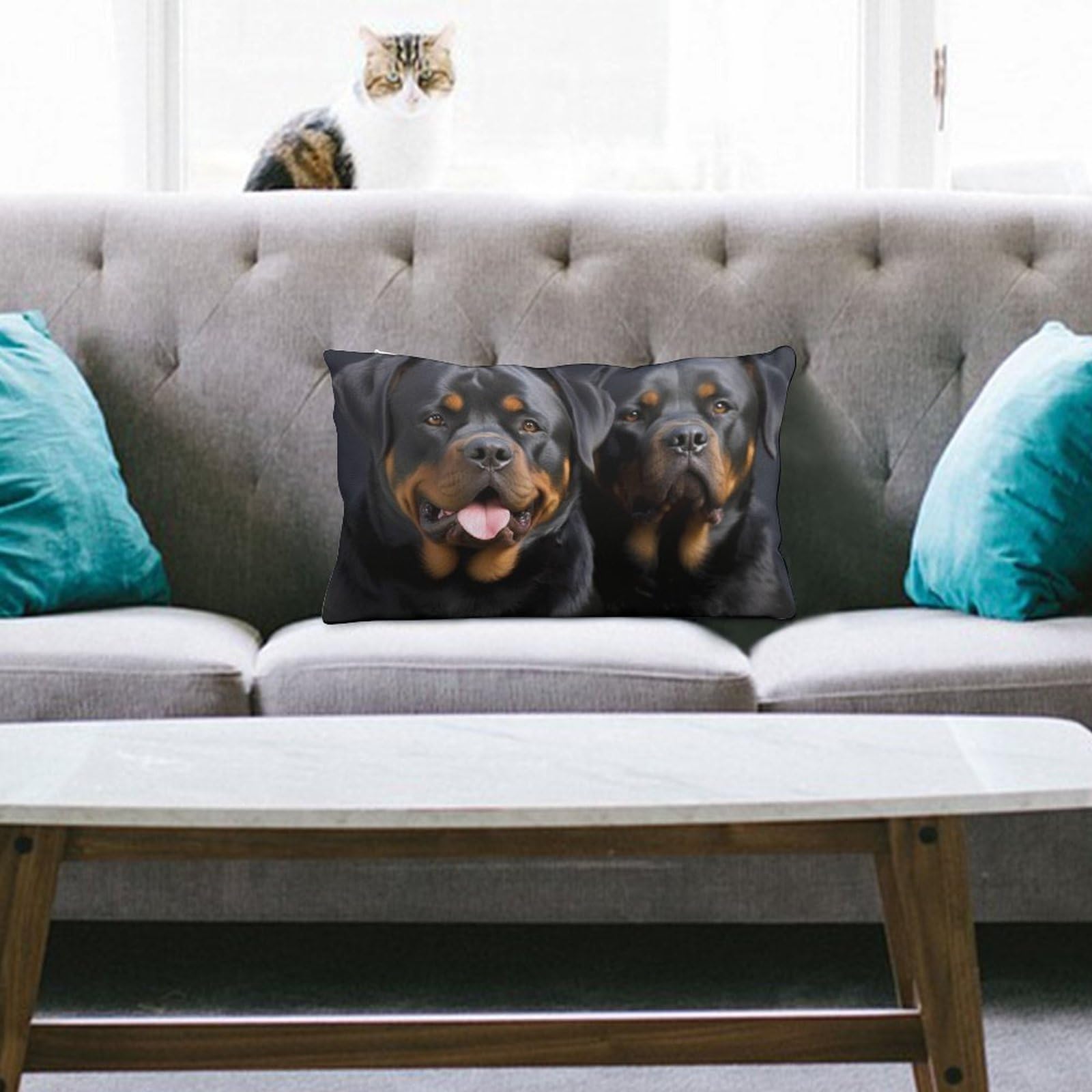 NTVOWPZO Decoration Throw Pillow Covers 8"x12" Pillowcases Covers Rottweiler Wallpaper Soft Pillowcases Modern Farmhouse Home Decor Sofa Cushions Covers for Couch Bed Living Room
