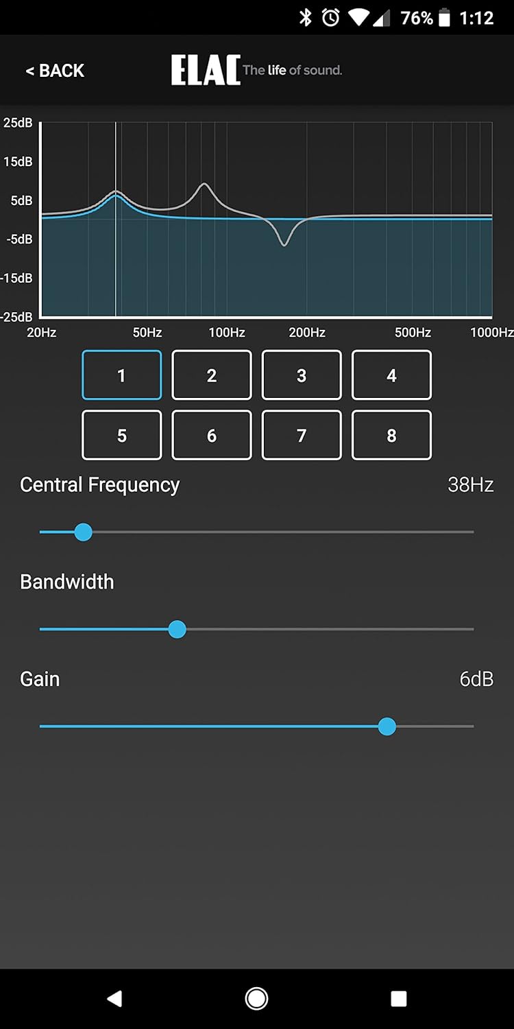 App screenshot showing EQ settings