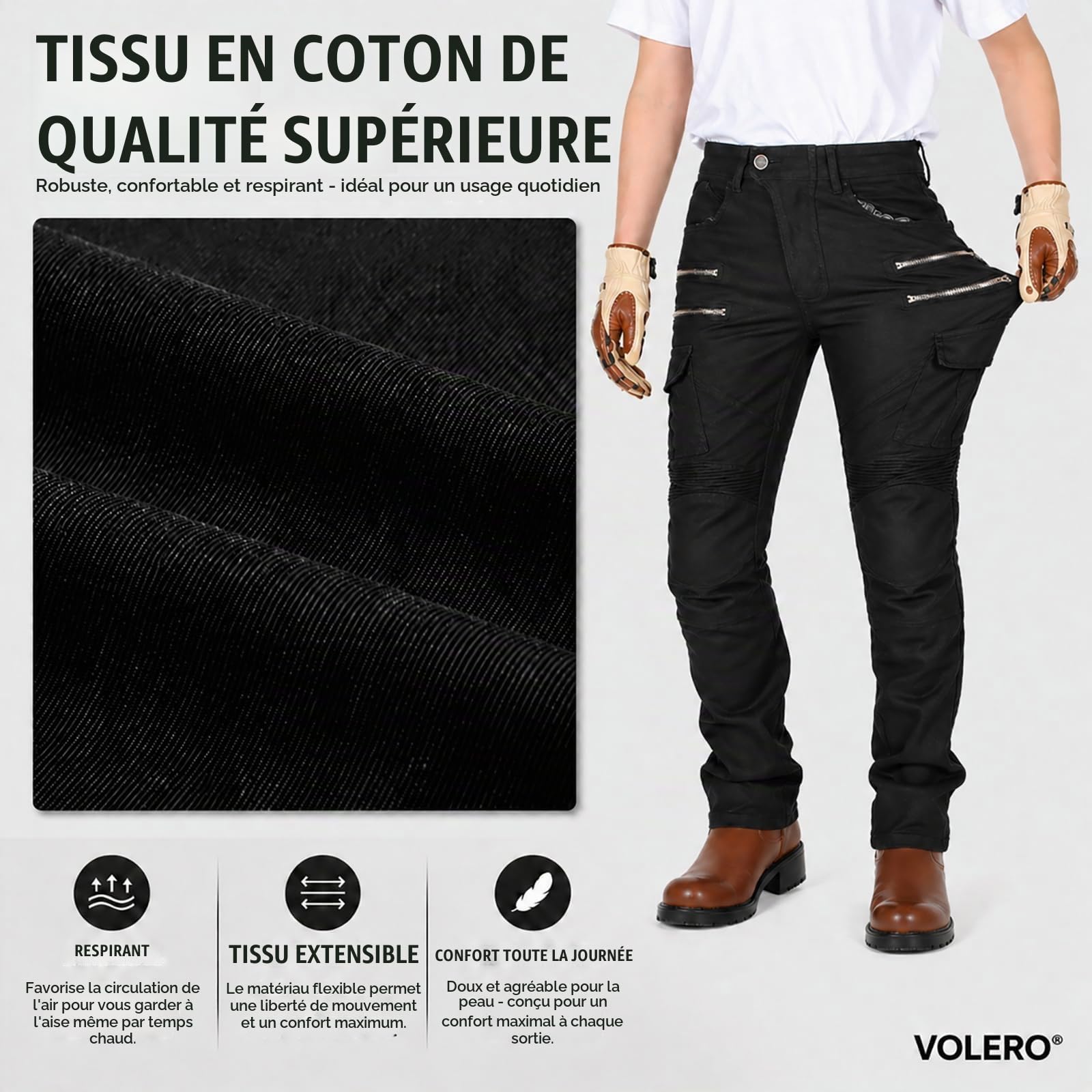 Jean Moto Femme, Pantalon De Moto Femme, Cargo Biker Multipoches, Coupe Ergonomique, Style Urbain, Pantalon Moto Femme 4 Saisons