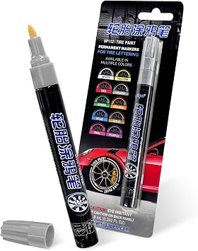Tire Paint Pen for Car, Waterproof Paint Pens Oil-Based Markers for Tire Lettering, Quick Dry Non-Fading Tyre Pen Permanent Drawing Marker for Car Truck Motorcycle Tires Silver