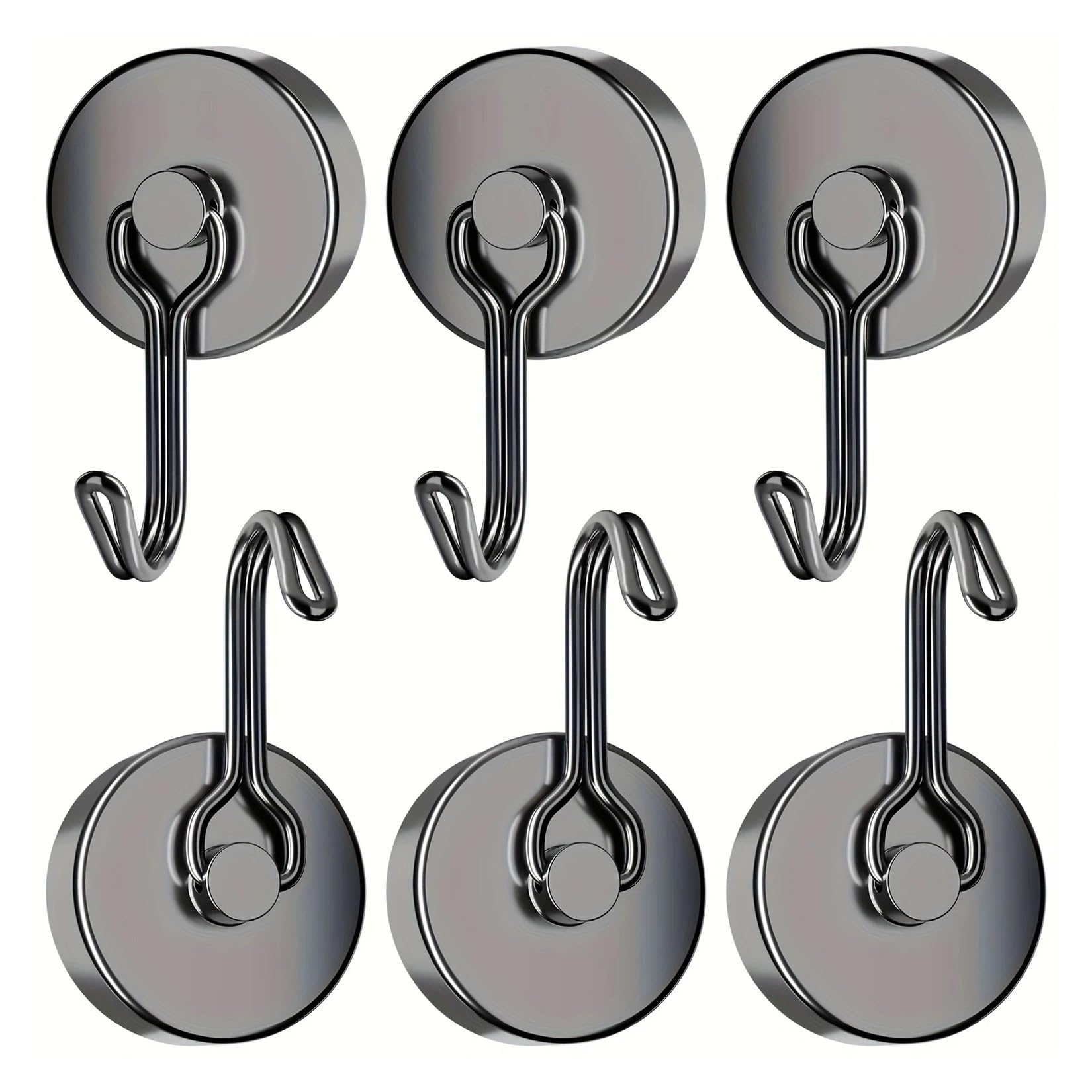Ganci Appendiabiti Ganci magnetici for famiglie, resistenti, magneti al neodimio in terre rare da 110 libbre con ganci for appendere in cucina, casa, posto di lavoro per bagno o cucina(Black 6Pcs)