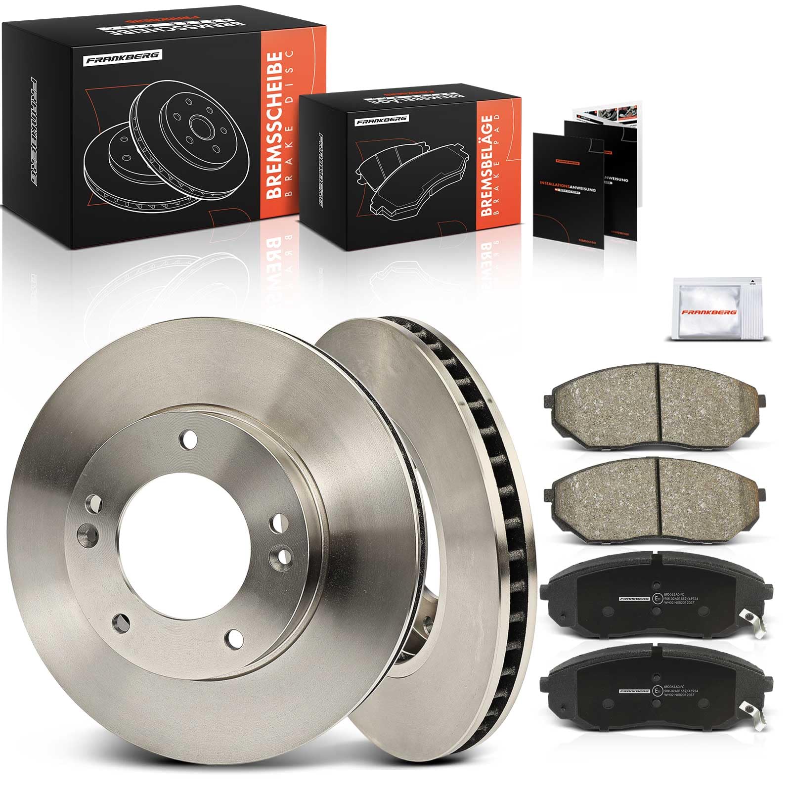 Frankberg 2 discos de freno 4 pastillas de freno | 581013ED00; Compatible con: Sorento I JC