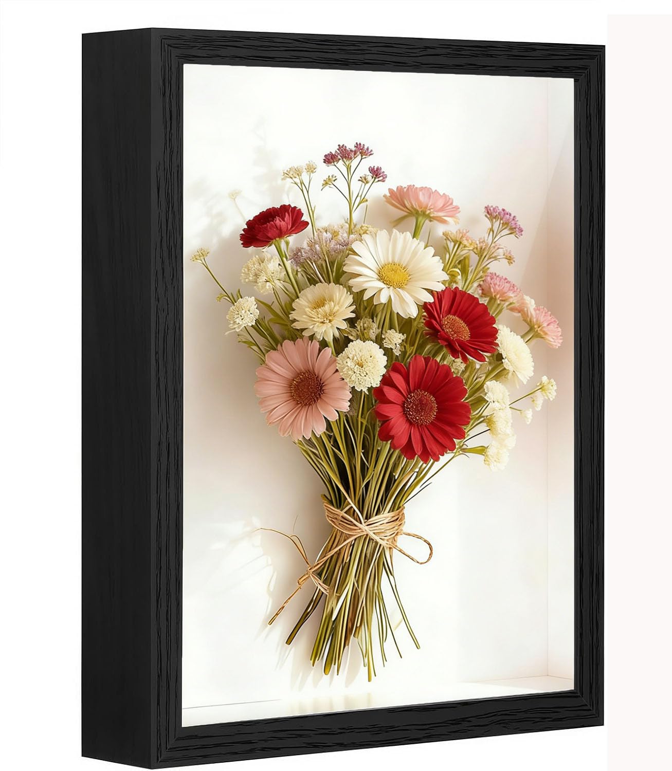 Shadow Box Frame 23x28x3 cm, 3D Deep Picture Frame Display Case with Acrylic Glass, Wooden Shadow Box for Memorabilia Flowers Medals Tickets Crafts, Tabletop Keepsake Display Box for Home Decor