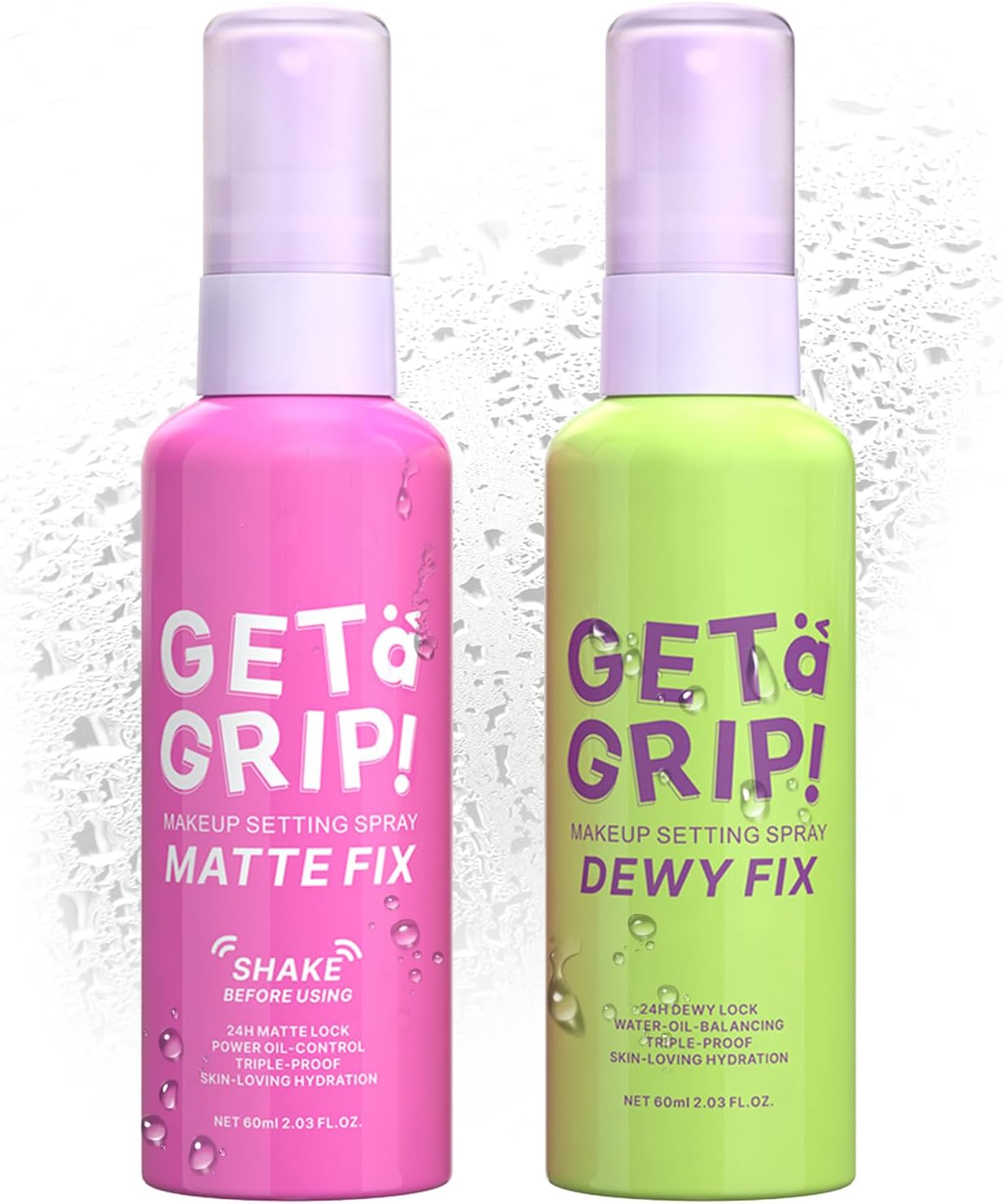 2PCS Dewy and Matte Setting Spray,Long-lasting Makeup Setting Spray for 12 HR Wear,Hydrating Oil Control Face Makeup Mist Set,Waterproofing Facial Mist for Natural Finish, 2.03 Fl Oz