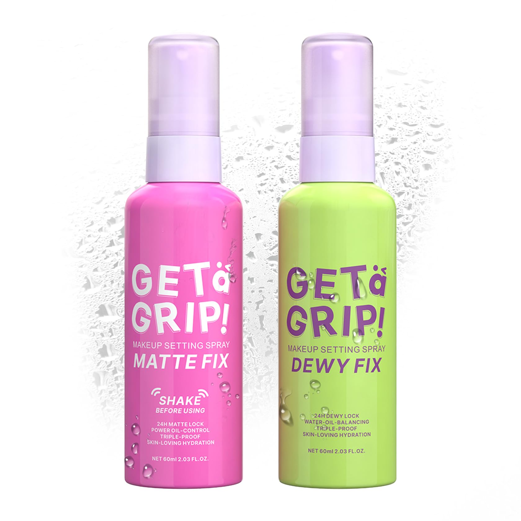 2PCS Dewy and Matte Setting Spray,Long-lasting Makeup Setting Spray for 12 HR Wear,Hydrating Oil Control Face Makeup Mist Set,Waterproofing Facial Mist for Natural Finish, 2.03 Fl Oz