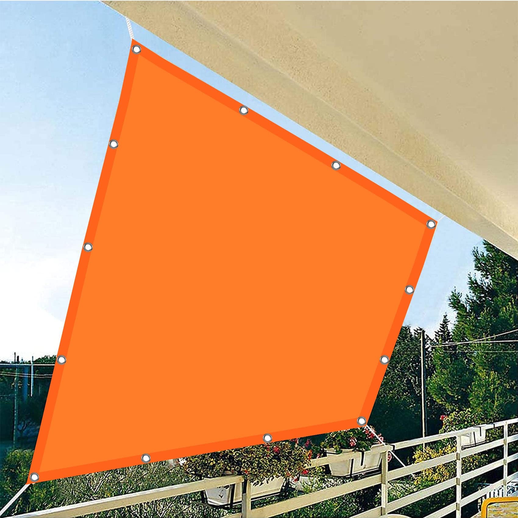 Voile d'ombrage contre la chaleur et le vent orange 1.7 x 3.2 m