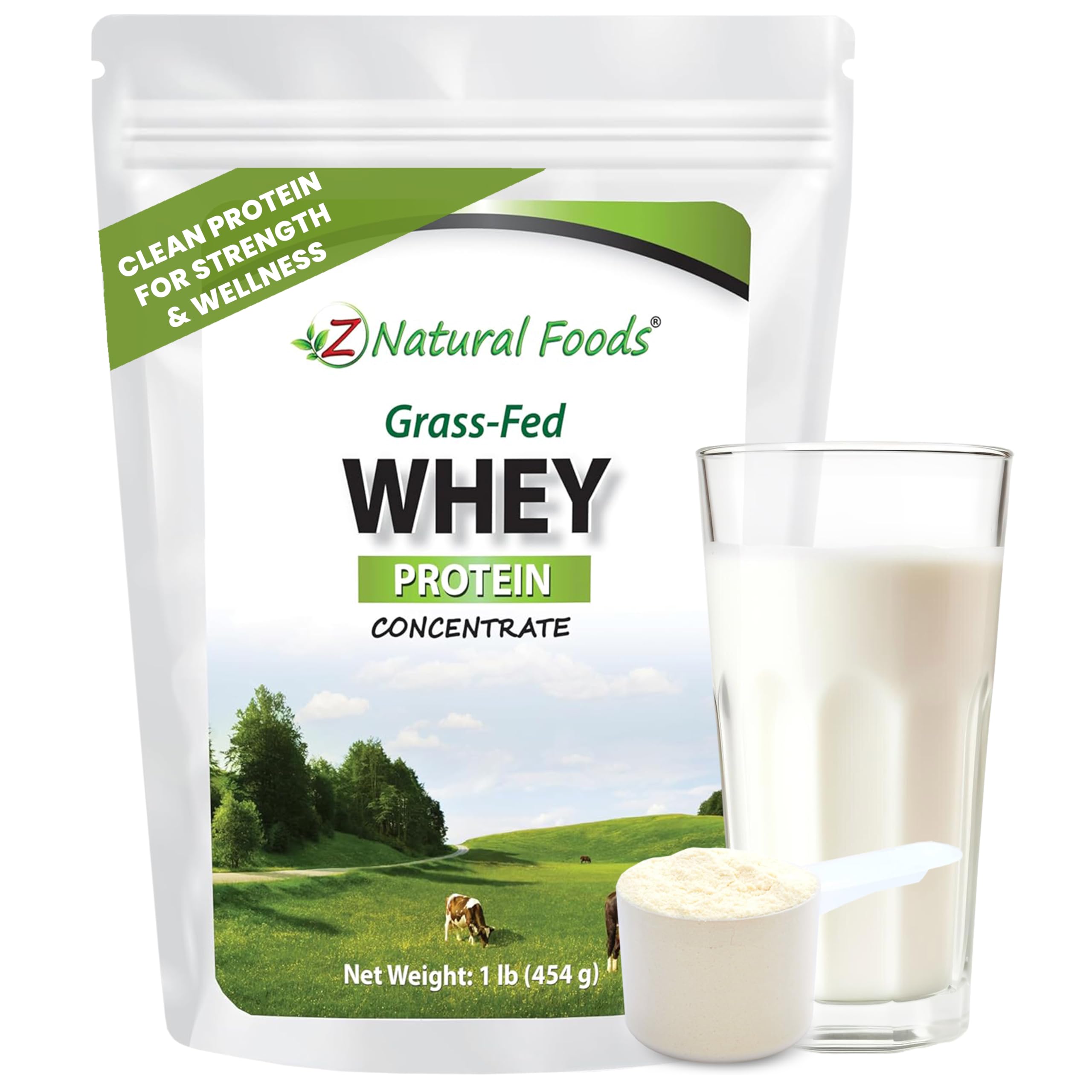 Z Natural Foods Whey Protein Concentrate de pasto, 454 g