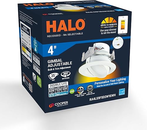 Miniatura 9 de HALO RA - Borde de luz LED empotrado ajustable de 4 pulgadas, 600 lúmenes900 lúmenes, 5 CCT seleccionables (2700 K, 3000 K, 3500 K, 4000 K, 5000 K)