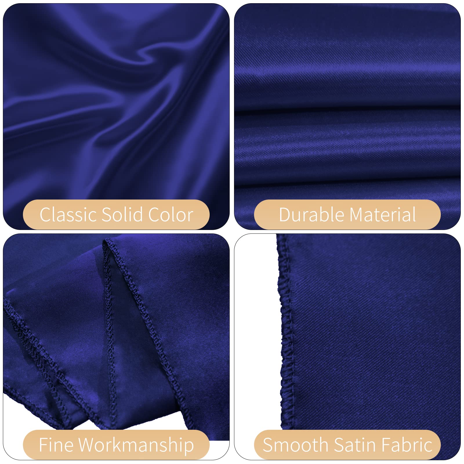 Paquete de 12 manteles rectangulares de satén para boda, de seda brillante, para bodas, banquetes, fiestas, eventos, decoración de mesa de celebración de cumpleaños (57 x 108 pulgadas, azul marino)