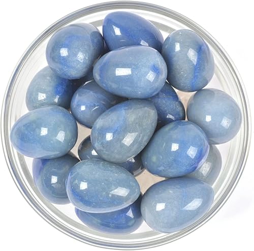 Miniatura 5 de Justinstones Piedra preciosa natural de aventurina azul de cuarzo de 1.181 in en forma de huevo, cristal curativo de chakras, equilibrio de energía,