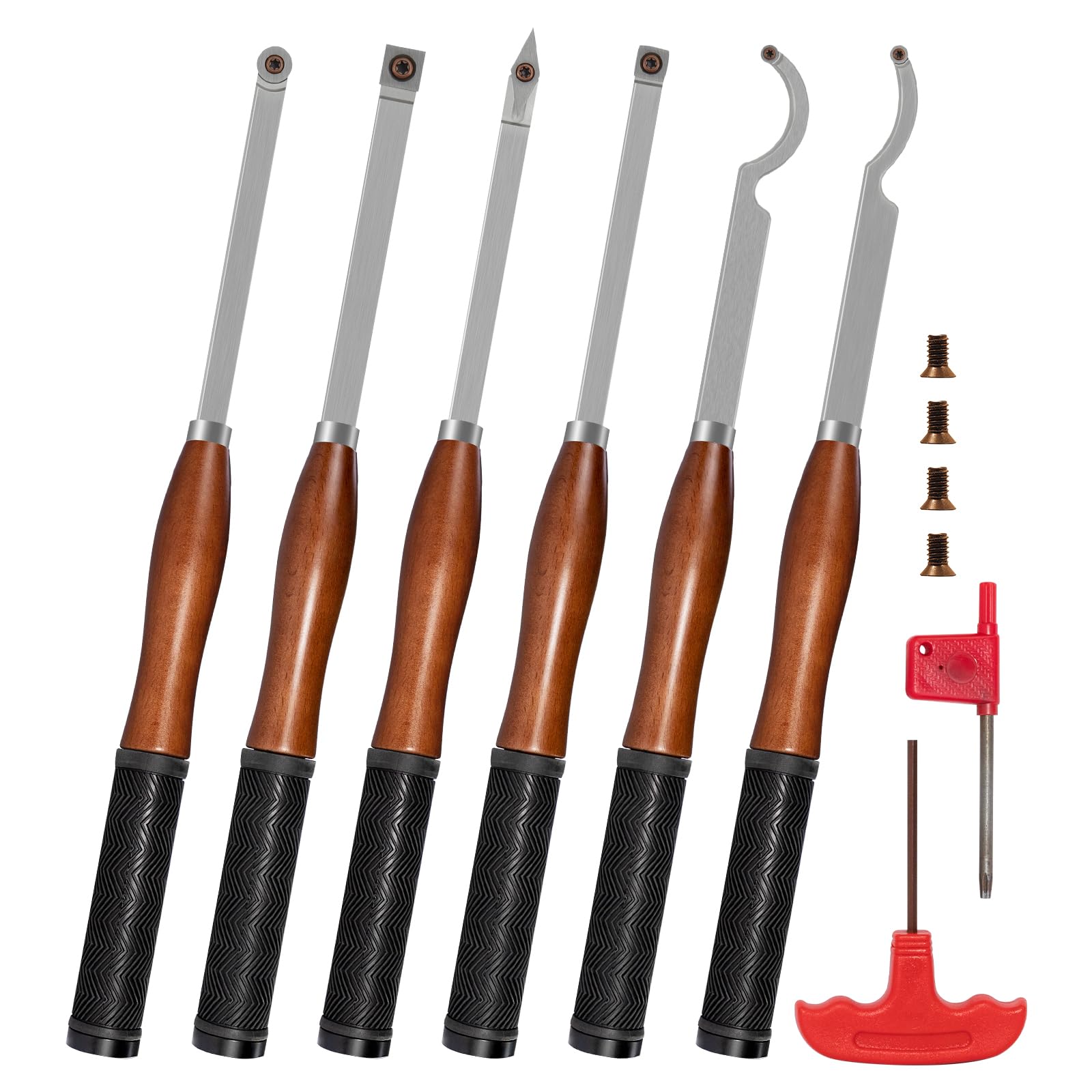 6 piezas Juego de Herramientas de Torneado de Madera para Torno de Carburo, Formones para Madera, Herramientas de Torno de Carburo, Herramientas de Torno para Aficionados a la Artesanía