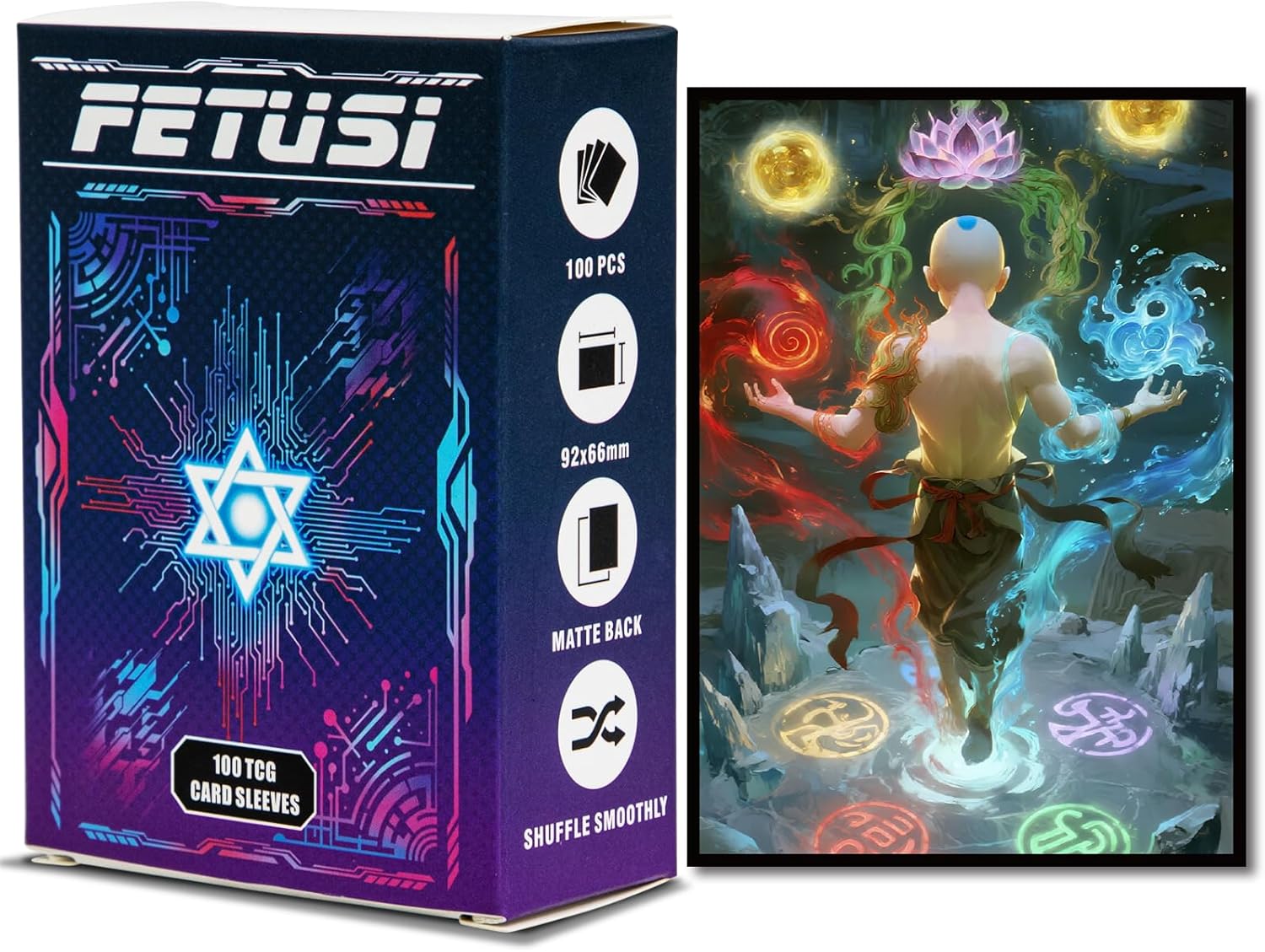 MTG Card Sleeves 100CT (Reincarnation of Divine Powers),Anti-Glare Protection for Magic The Gathering Cards,Matte Art Card Sleeves, Matte Back & Clear Front, 66x92mm
